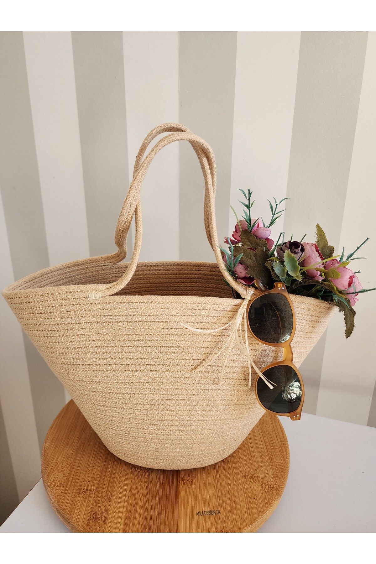 Yektayla El yapımı mini plaj çantası, günlük çanta, el çantası, tasarım çanta 22×40