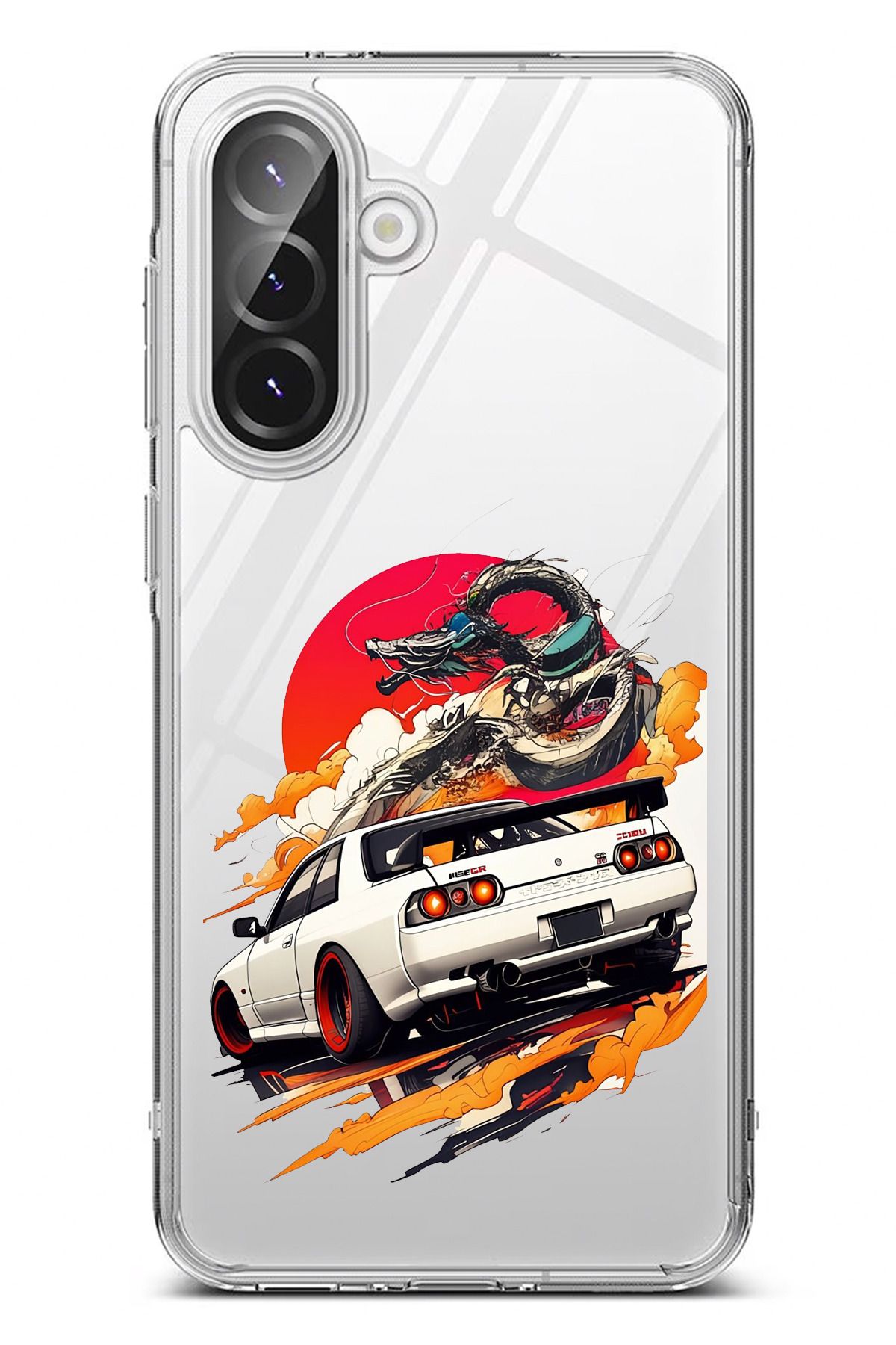 TechTree Galaxy A56 Uyumlu GTR Güneş Ejderha Tasarımlı Şeffaf Silikon Kılıf
