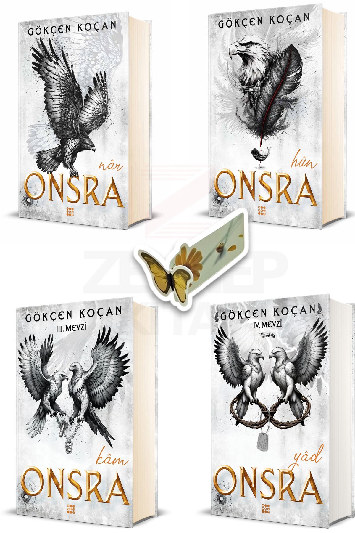 Dokuz Yayınları Onsra(Nar-Hun-Kam-Yad)4 Kitap Set(CİLTLİ)Özel Tasarım Kelebek Ayraç Hediye)