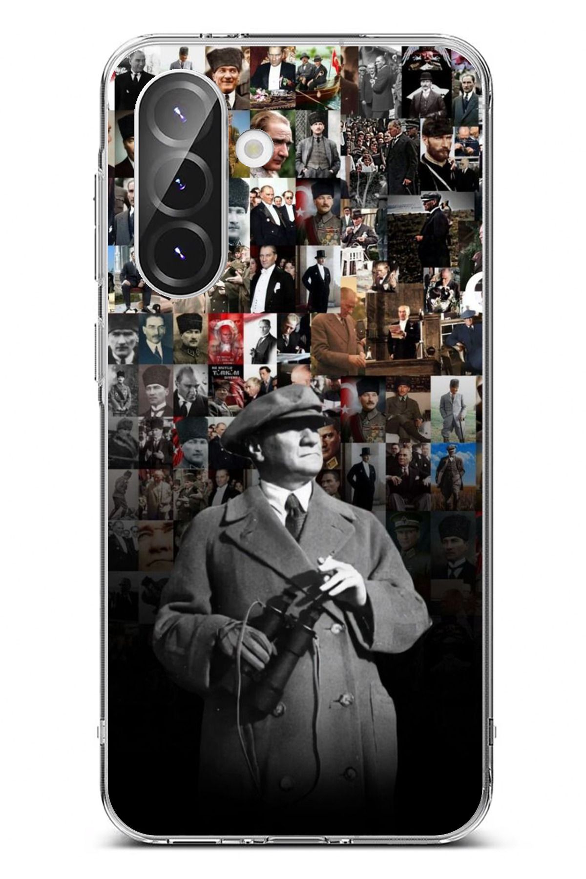 TechTree Galaxy A36 Uyumlu Atatürk Portre Kolaj Şeffaf Silikon Kılıf