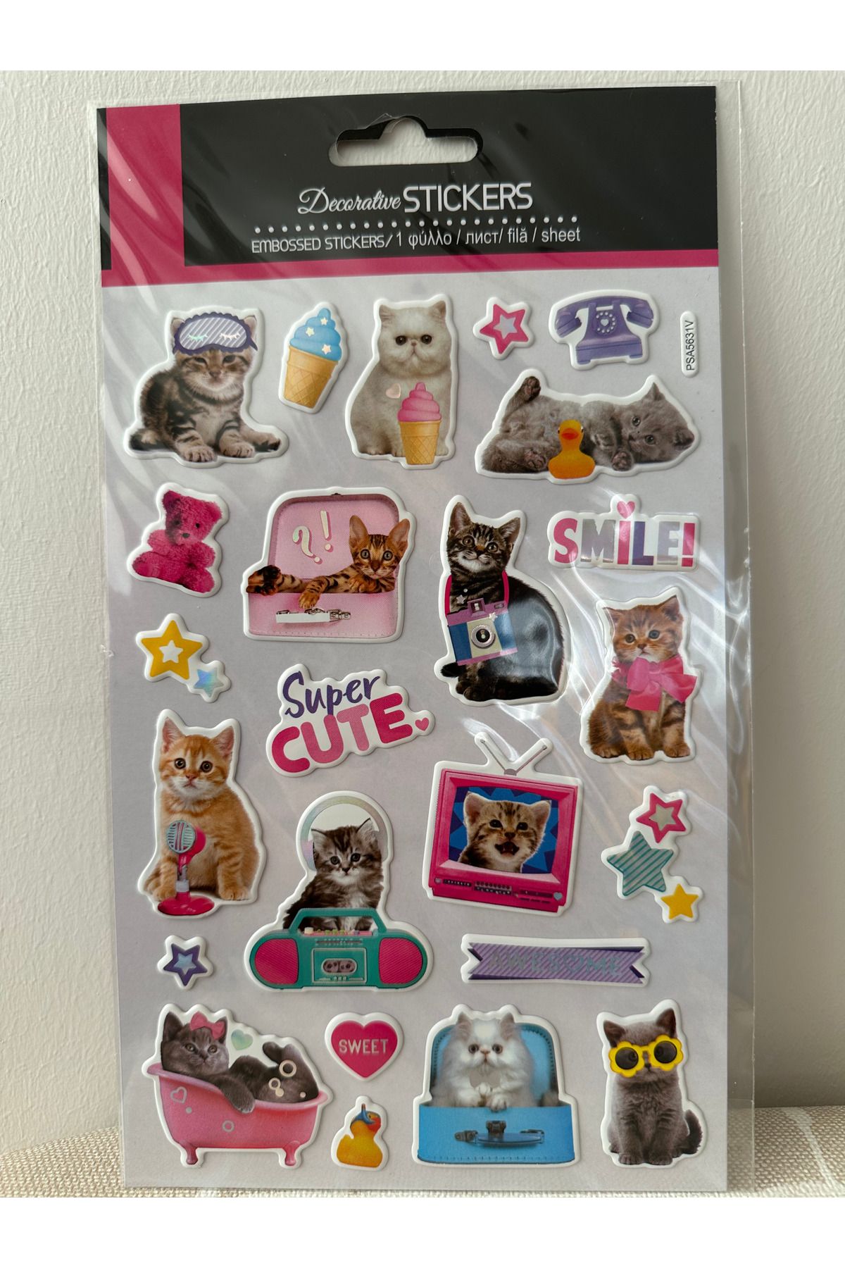 The Party Hub Kedi Eğlenceli Temalı Sticker Etiket Kabartmalı