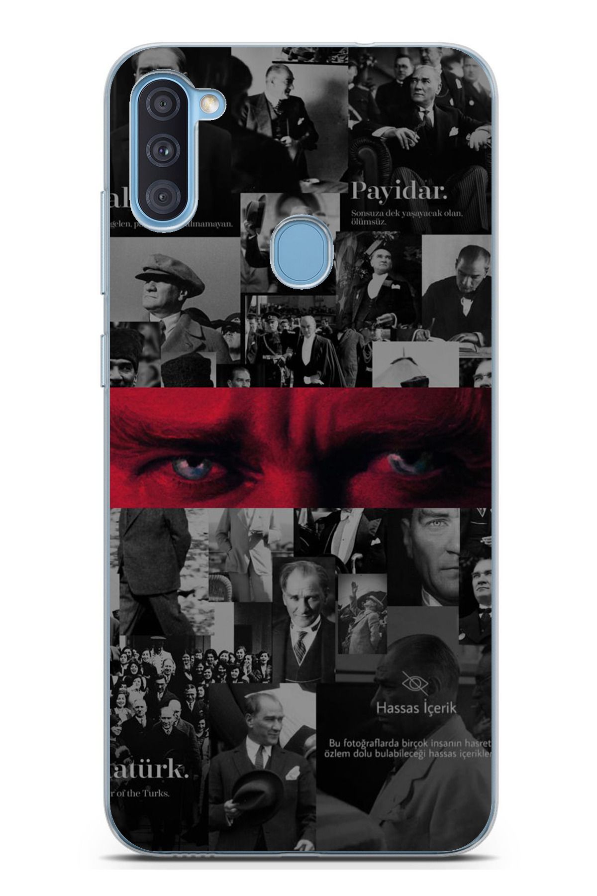 TechTree Galaxy A11 - M11 Uyumlu Atatürk Gözler Tasarım Şeffaf Silikon Kılıf