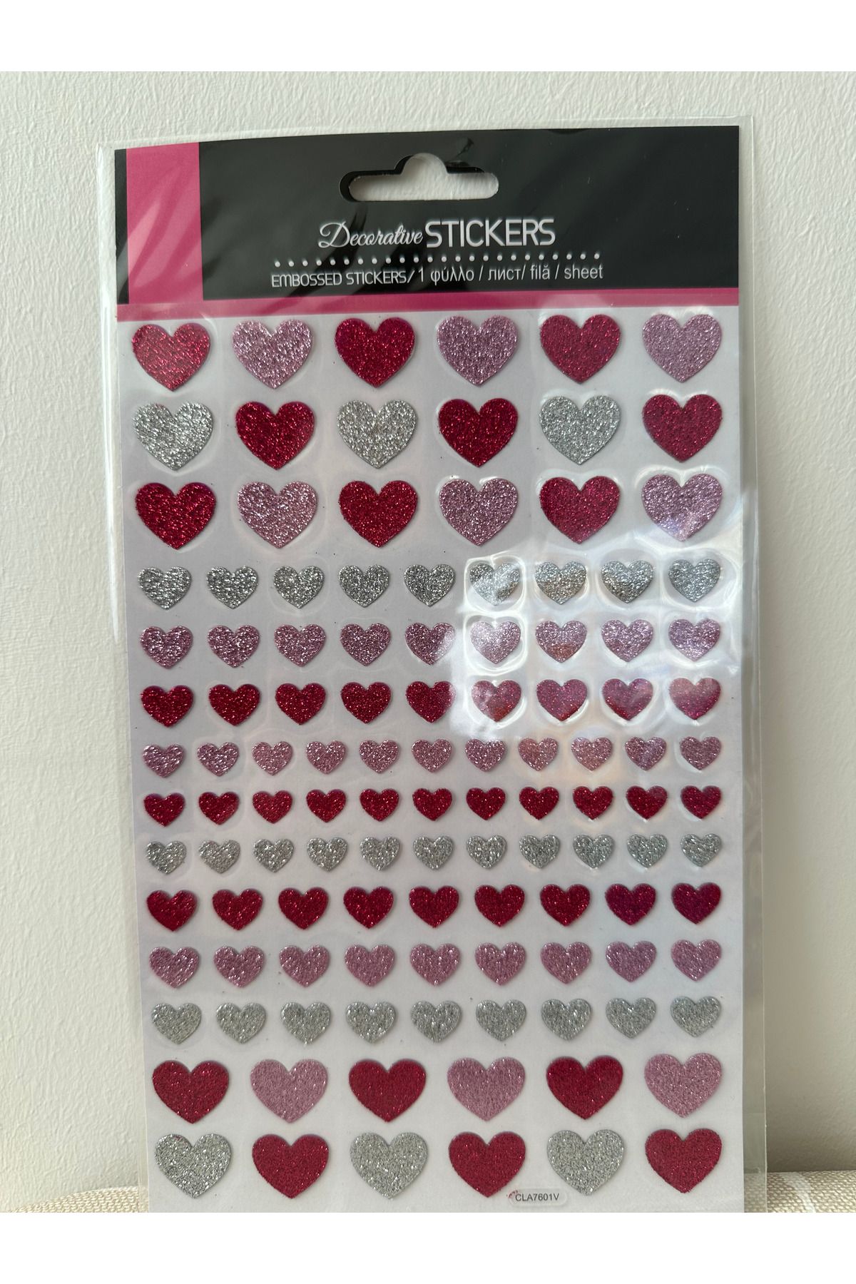 The Party Hub Parlak Kalpler Sticker Etiket Kabartmalı Pembe Tonlar Metalik