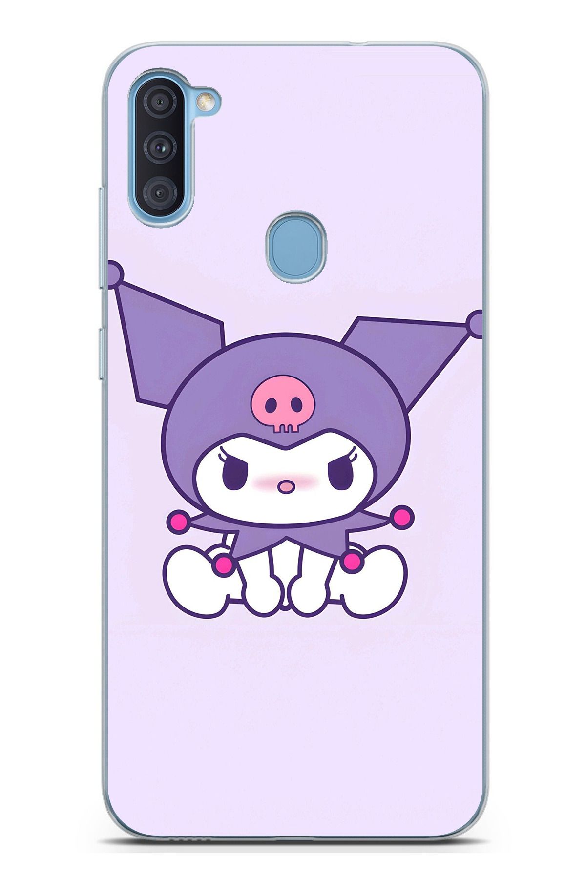 TechTree Galaxy A11 - M11 Uyumlu Oturan Kuromi Tasarımlı Şeffaf Silikon Kılıf