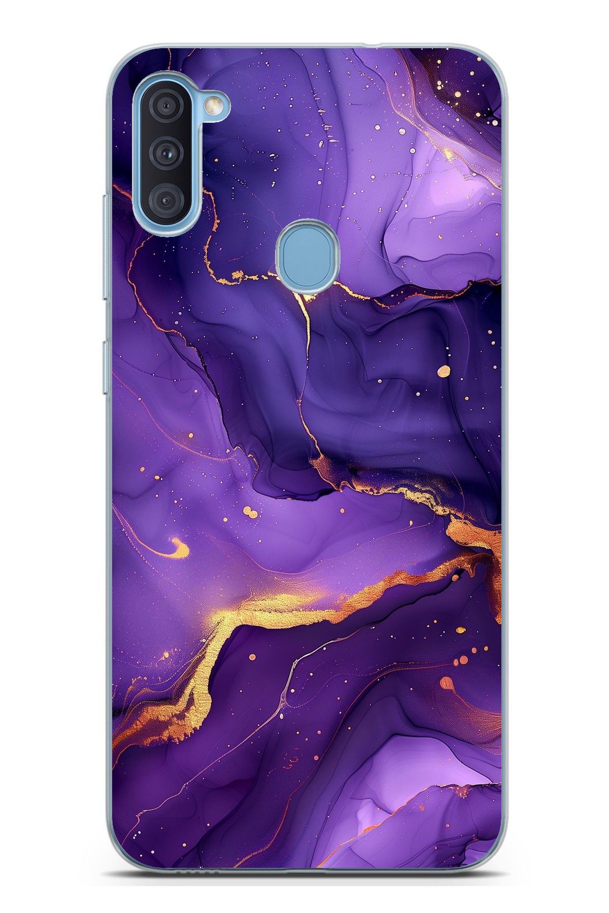 TechTree Galaxy A11 - M11 Uyumlu Ametist Taşı Mor Mermer Şeffaf Silikon Kılıf