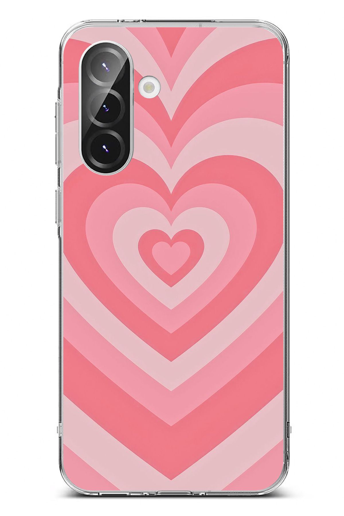 TechTree Galaxy A36 Uyumlu Pembe Kalpler Şeffaf Silikon Kılıf