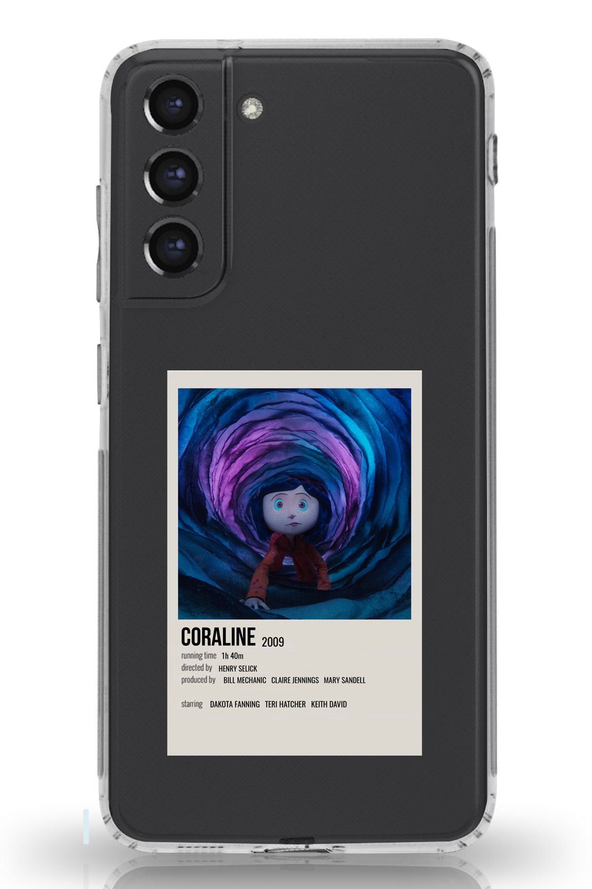 TechTree Galaxy S21 FE Uyumlu Coraline - Koralin ve Gizli Dünya Tasarımlı Şeffaf Silikon Kılıf