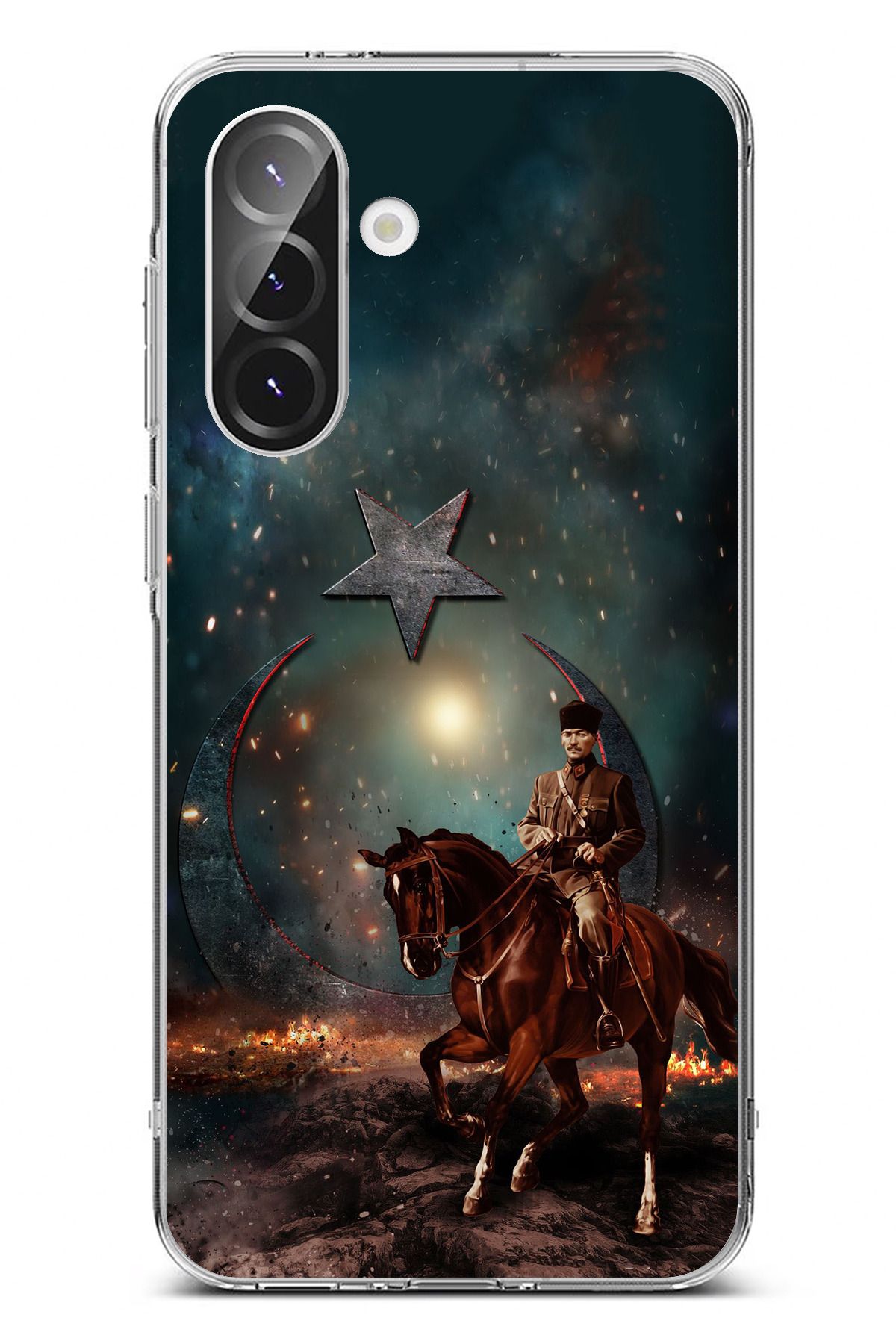 TechTree Galaxy A56 Uyumlu Atatürk At Üstünde Zafer Şeffaf Silikon Kılıf