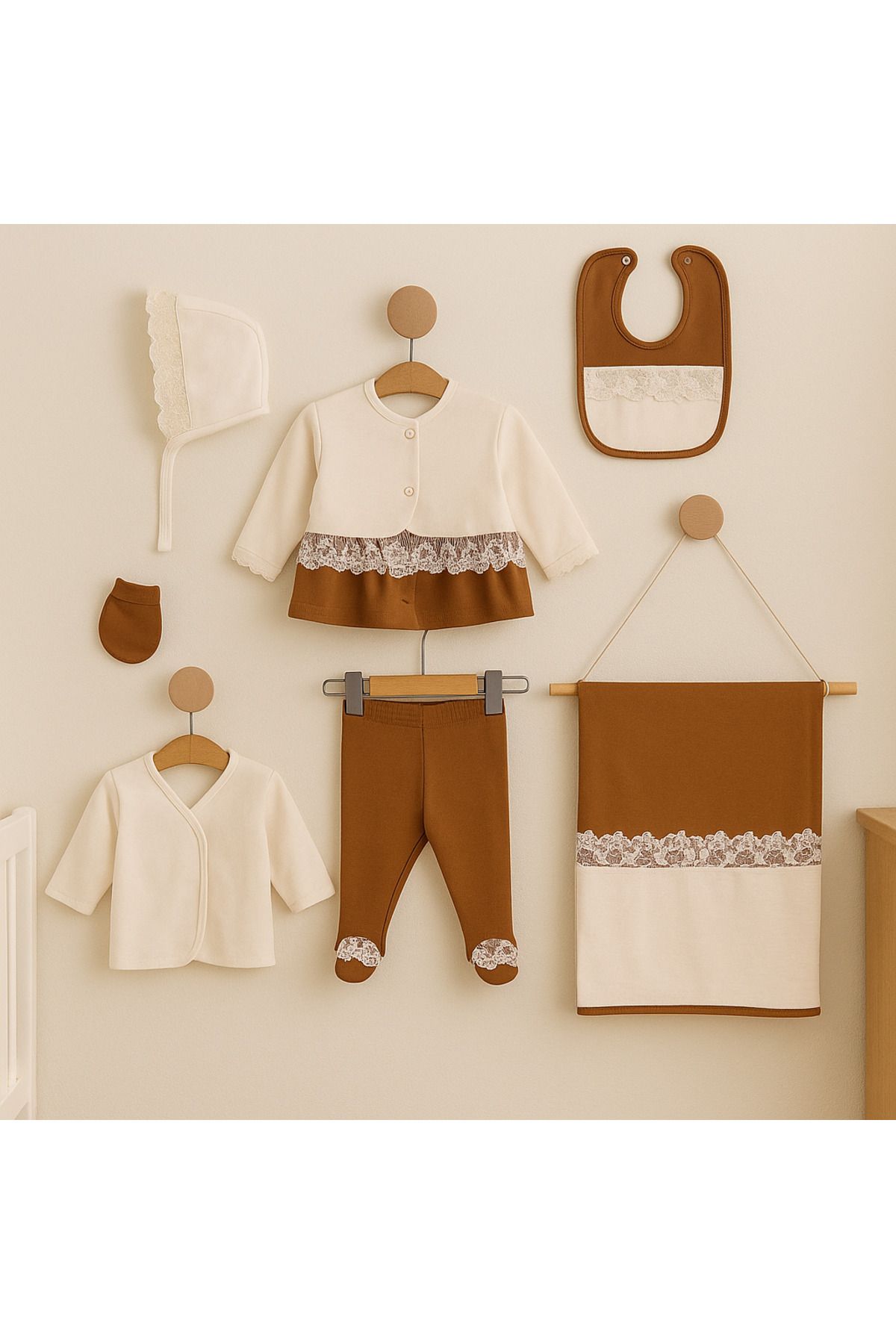 BEREKET BABY 7 Parça %100 Organik Pamuklu Yenidoğan Bebek Hastane Çıkışı Seti 0-3 AY
