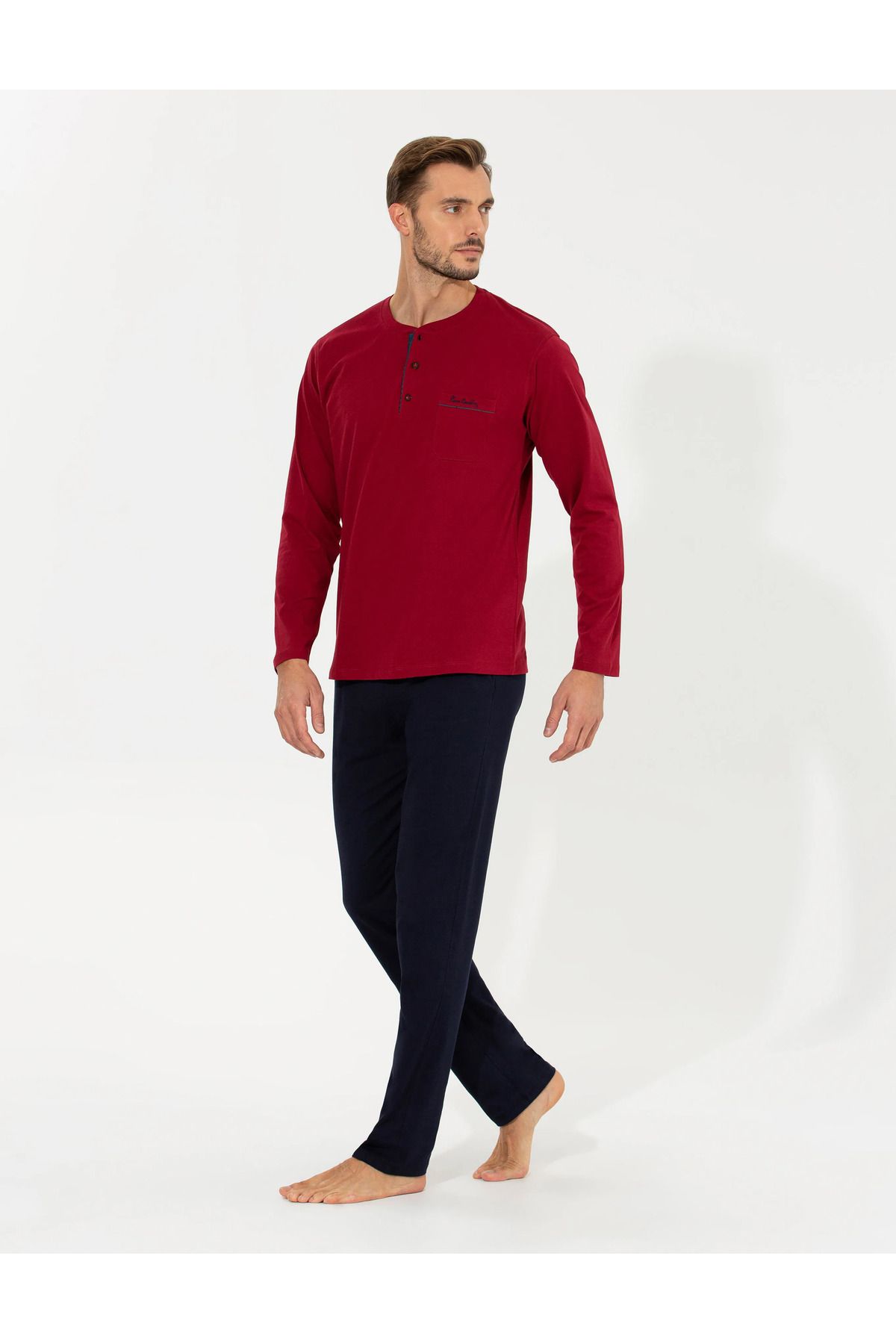 Pierre Cardin Erkek %100 Pamuklu 2'li Geniş Kalıp Kutulu Pijama Set S4.Q.T3.K.4K.R3