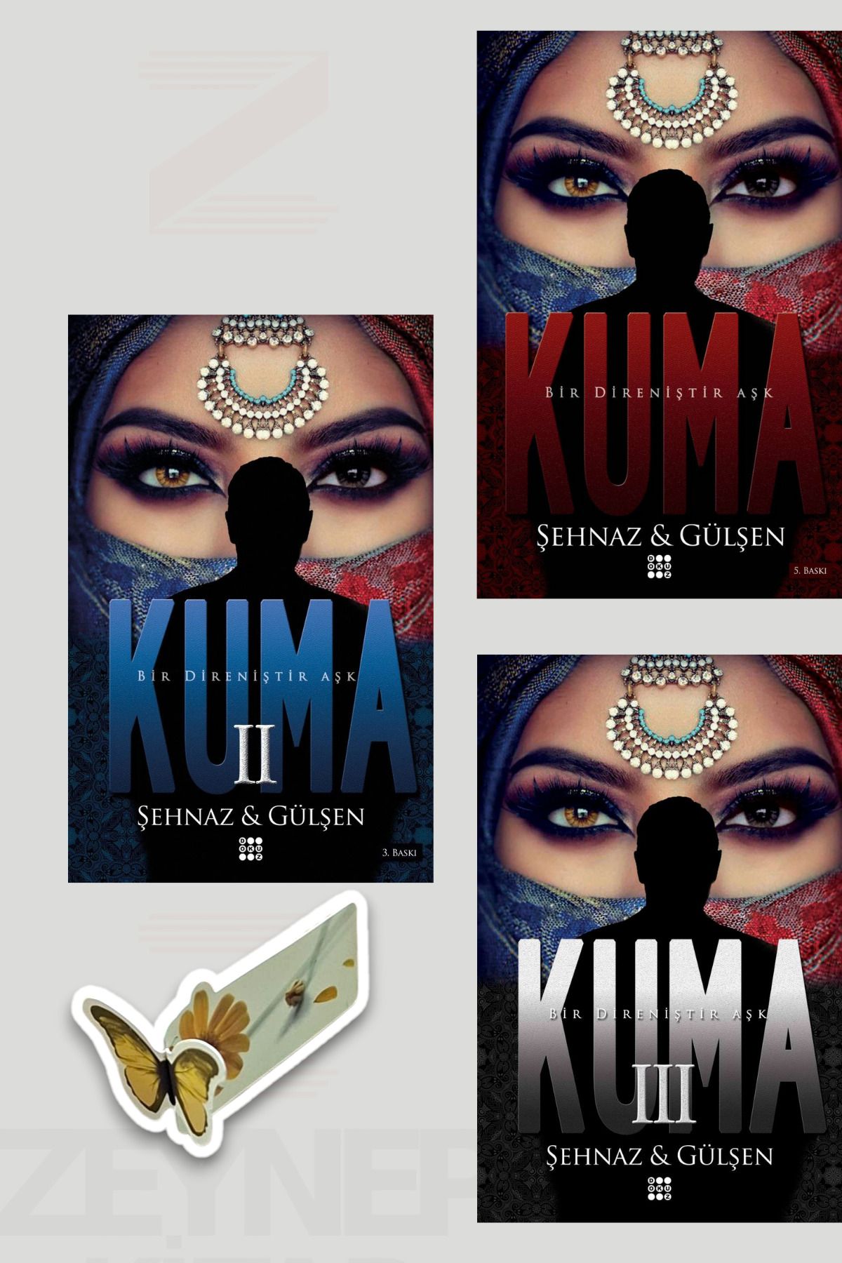 Dokuz Yayınları Kuma - Bir Direniştir Aşk(CİLTLİ)3 Kitap Set(Özel Tasarım Kelebek Ayraç Hediye)
