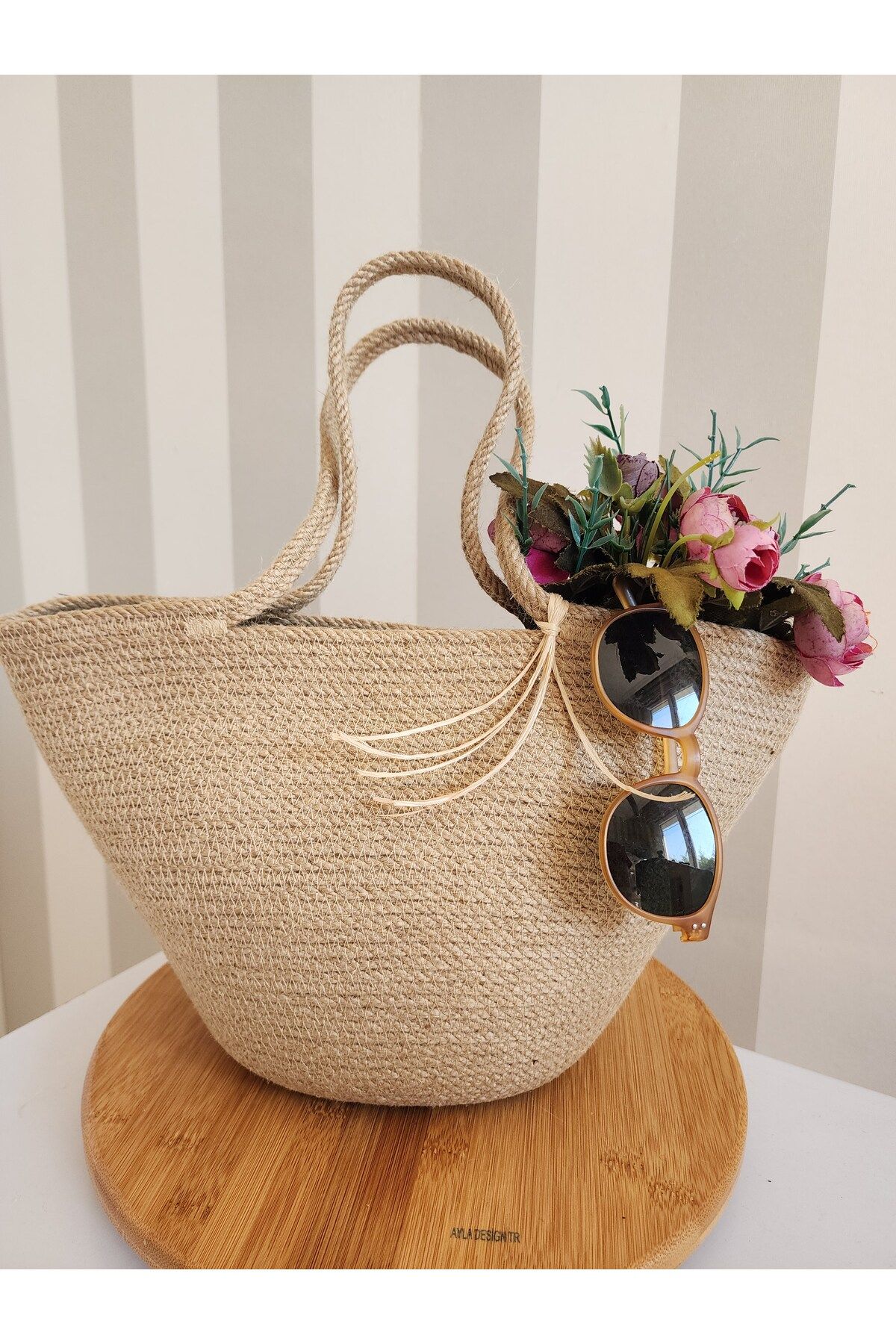 Yektayla El yapımı mini plaj çantası, günlük çanta, el çantası, tasarım çanta 22×40