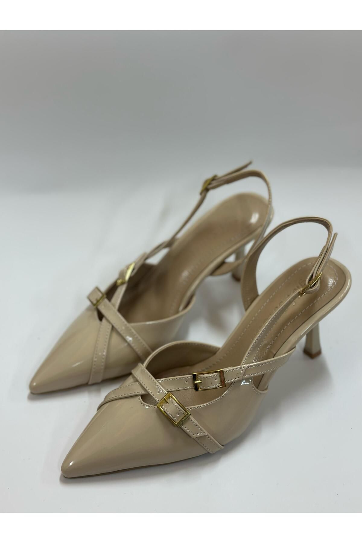 LINASHOES07 Kadın İnce Topuk 3 Tokalı Günlük Ayakkabı