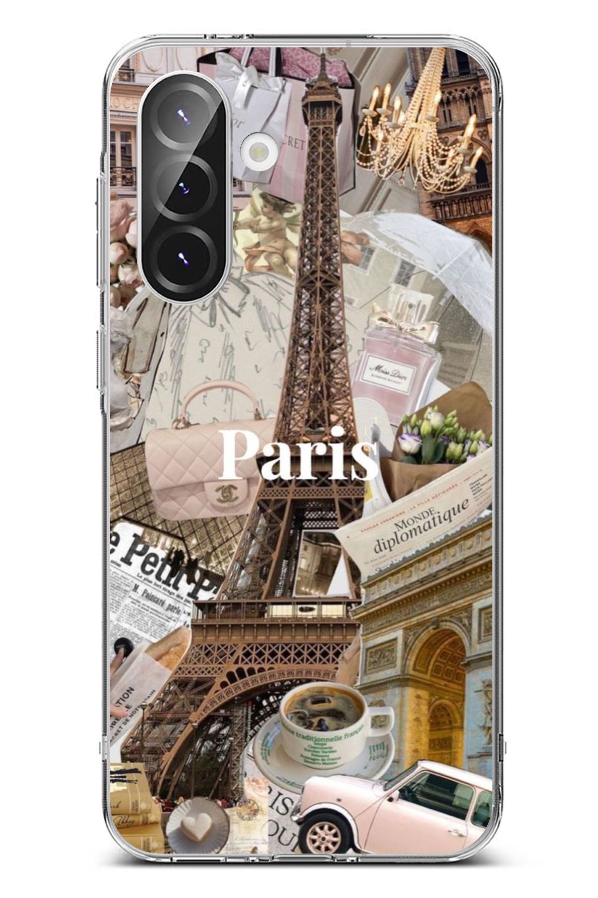 TechTree Galaxy A56 Uyumlu Paris Kolaj Şeffaf Silikon Kılıf