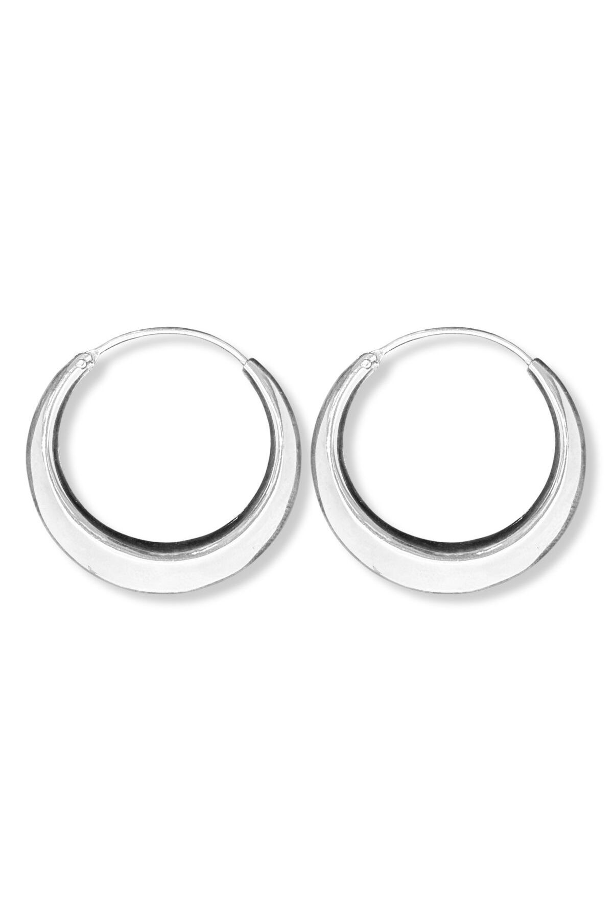 oya silver Yarım Ay Gümüş Kadın Halka Küpe 3x3CM
