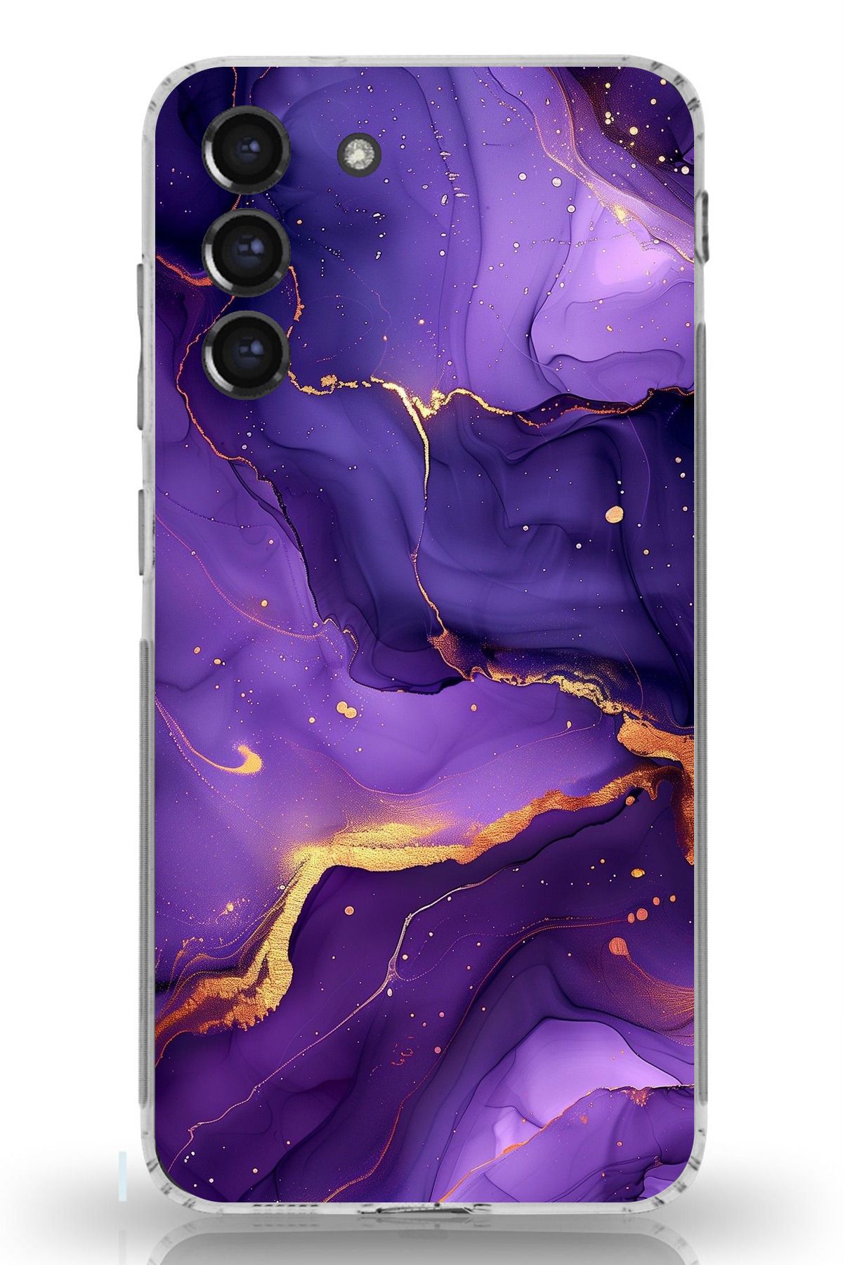 TechTree Galaxy S21 FE Uyumlu Ametist Taşı Mor Mermer Şeffaf Silikon Kılıf