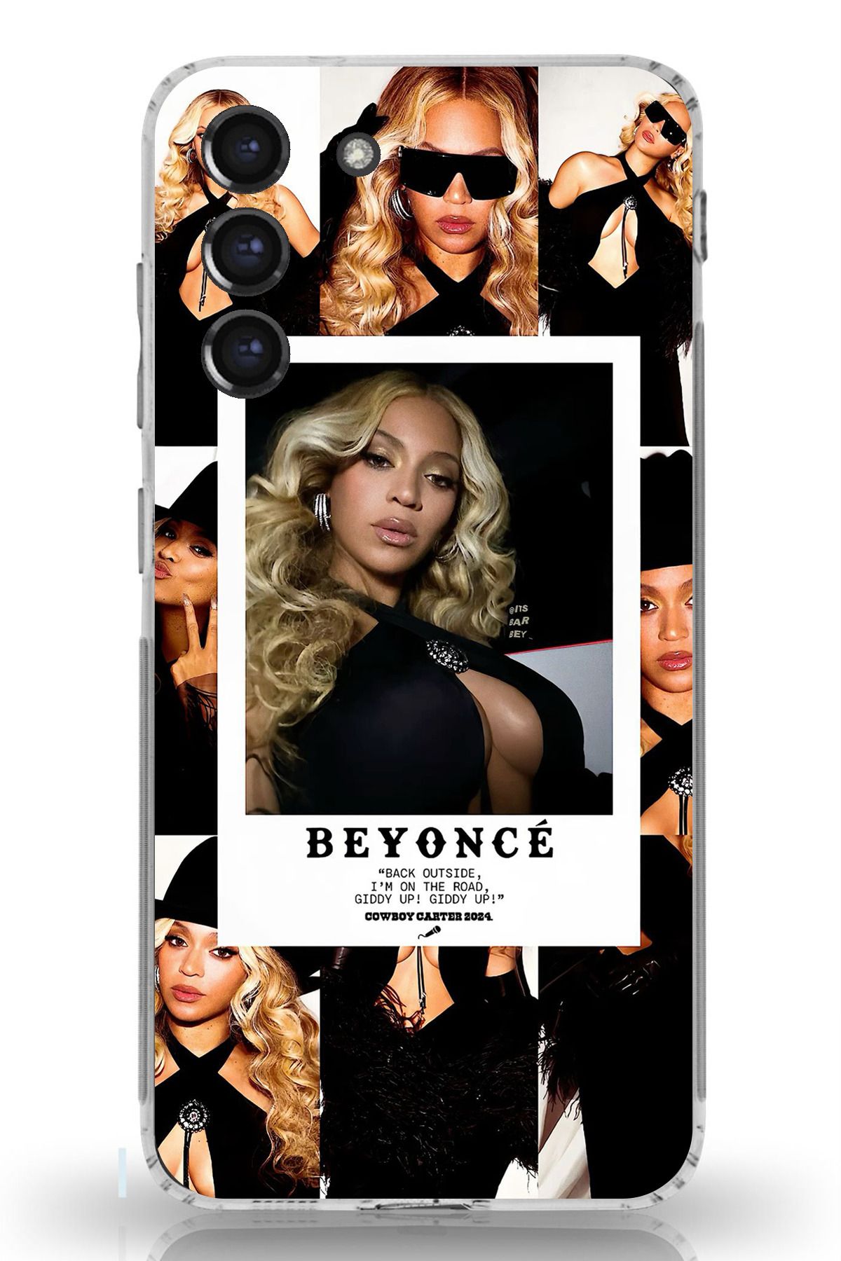 TechTree Galaxy S21 FE Uyumlu Beyonce Fotoğraflar Şeffaf Silikon Kılıf