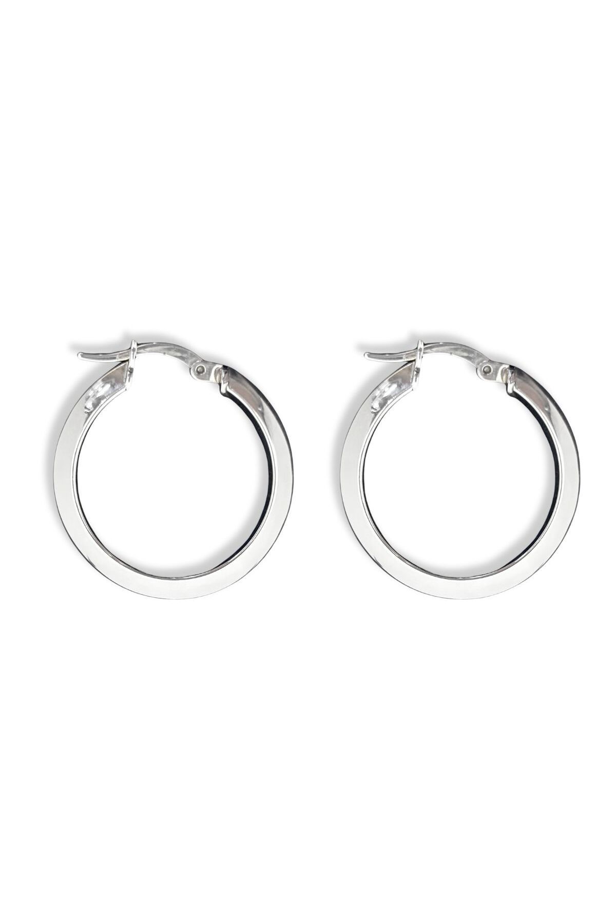 oya silver Yarım Ay Gümüş Kadın Halka Küpe Model 2 - 2.5x2.5CM