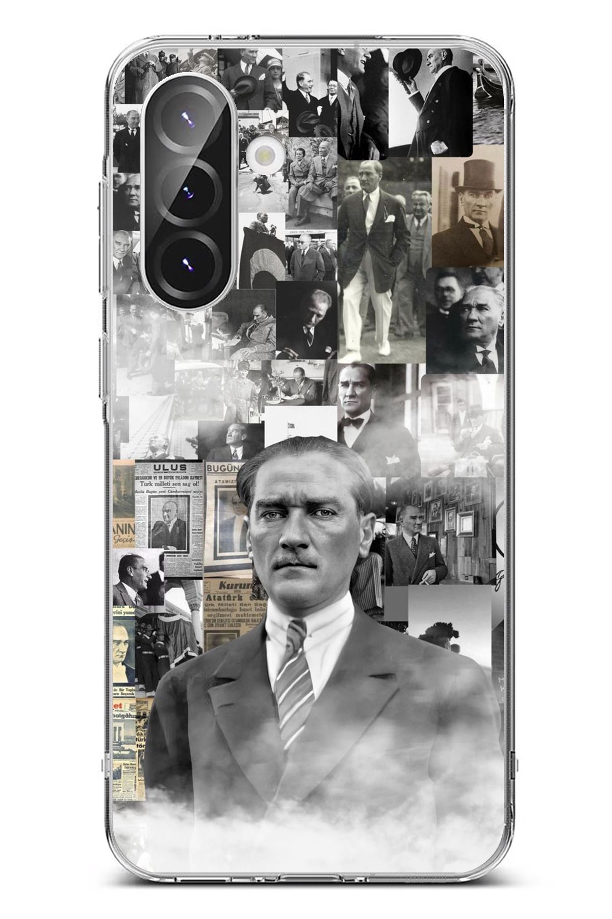 TechTree Galaxy A36 Uyumlu Mustafa Kemal Atatürk Kolaj Şeffaf Silikon Kılıf
