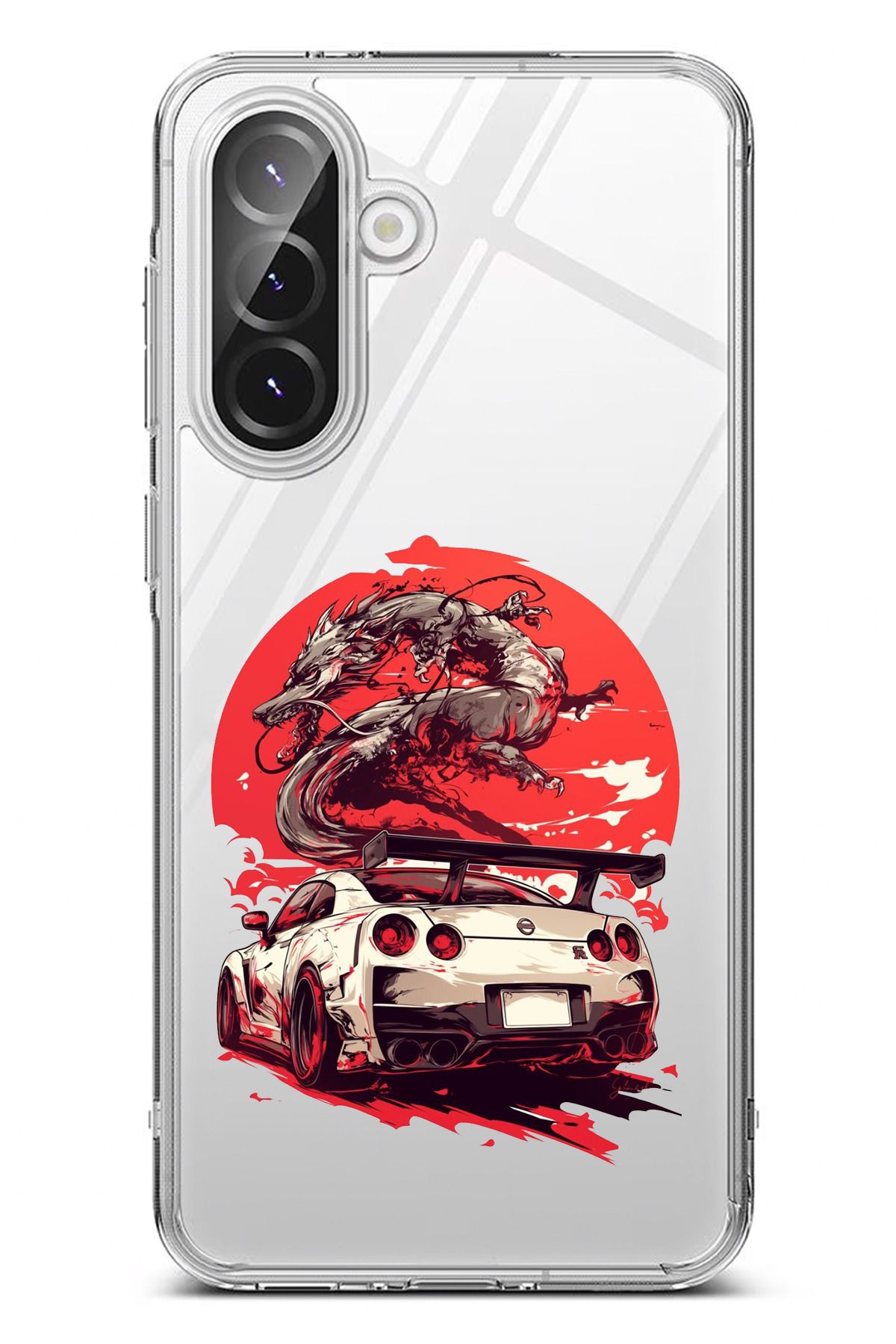 TechTree Galaxy A56 Uyumlu GTR Ejderha Tasarımlı Şeffaf Silikon Kılıf