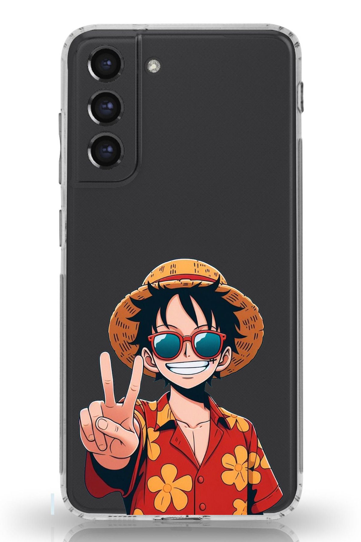 TechTree Galaxy S21 FE Uyumlu Monkey D. Luffy Tasarımlı Şeffaf Silikon Kılıf