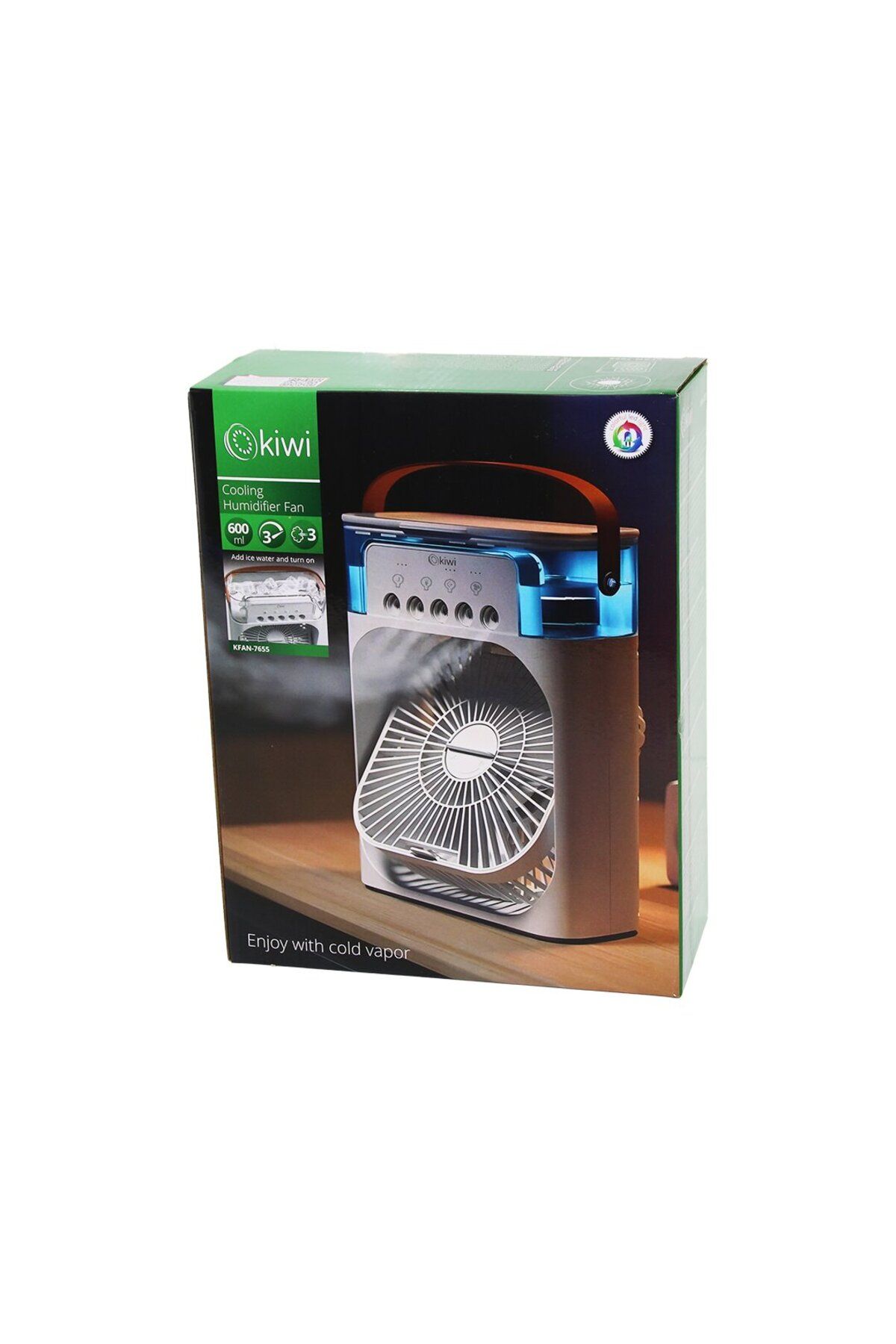 Light up KİWİ KFAN-7655 3İN1=SOĞUK BUHARLI NEMLENDİRME - USB FAN - GECE LAMBA60°MASA ÜSTÜVANTİLATÖ