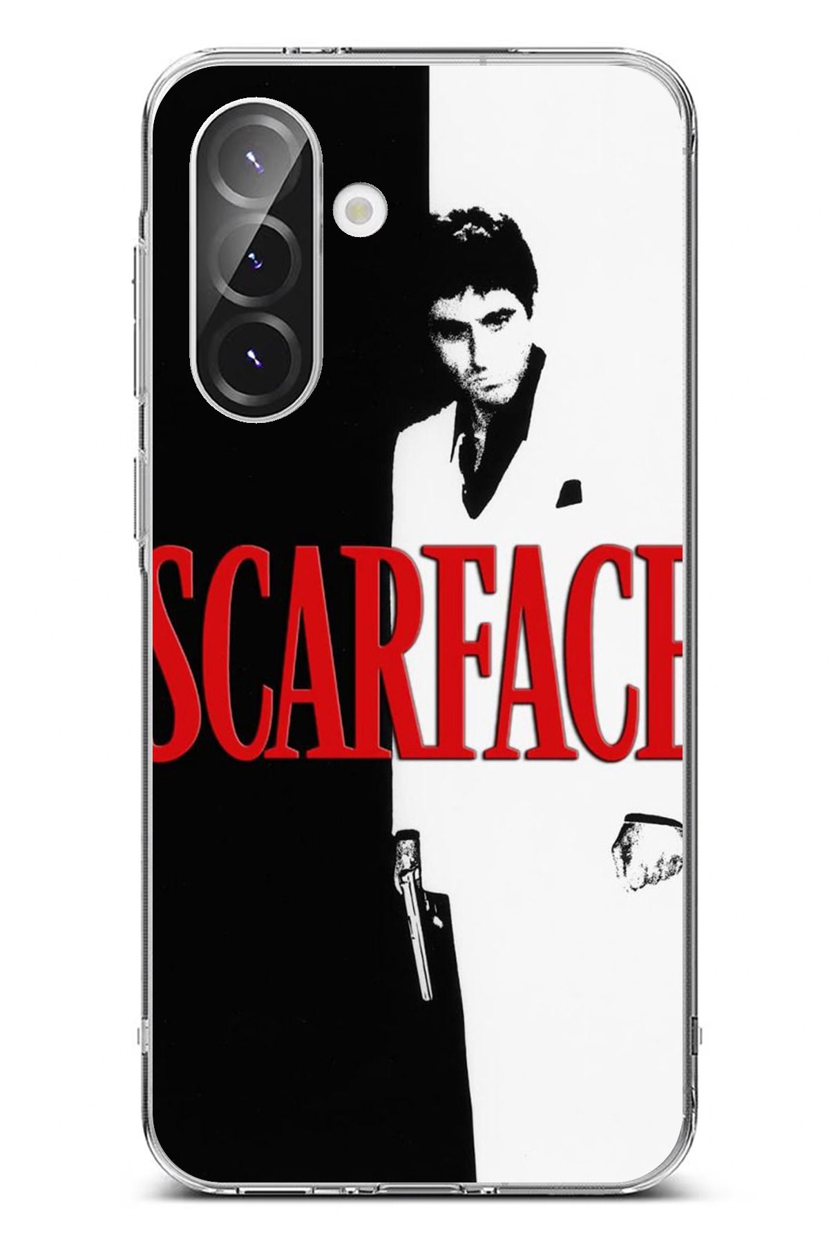 TechTree Galaxy A56 Uyumlu Scarface Kapak Tasarımlı Şeffaf Silikon Kılıf