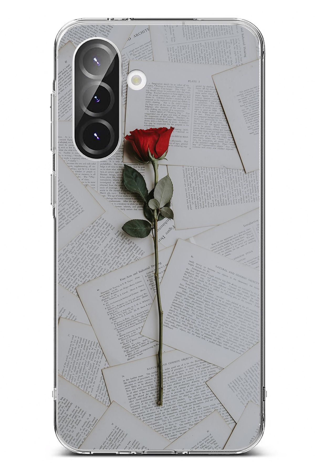 TechTree Galaxy A36 Uyumlu Kırmızı Gül Şeffaf Silikon Kılıf