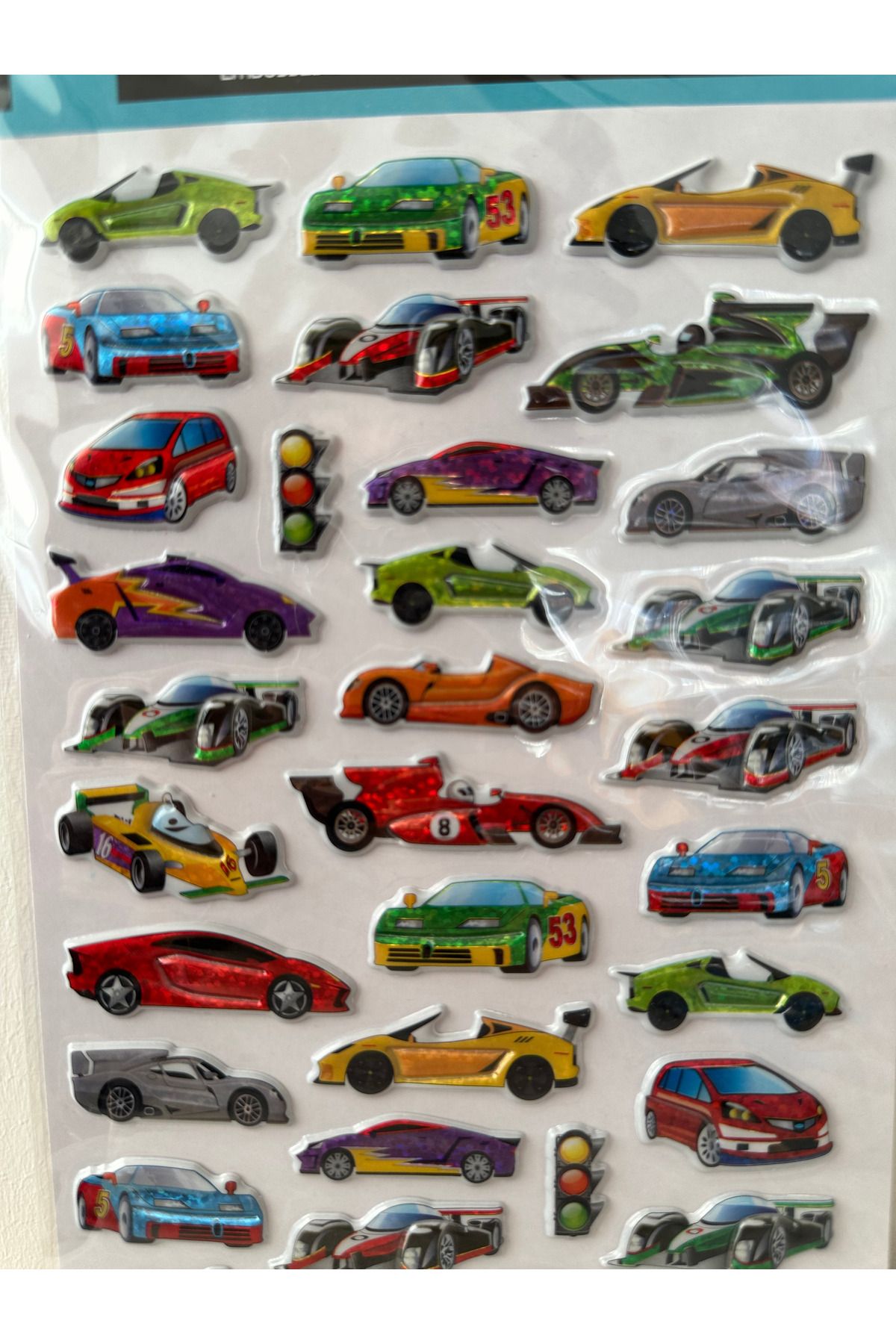 The Party Hub Araba Temalı Sticker Etiket Kabartmalı