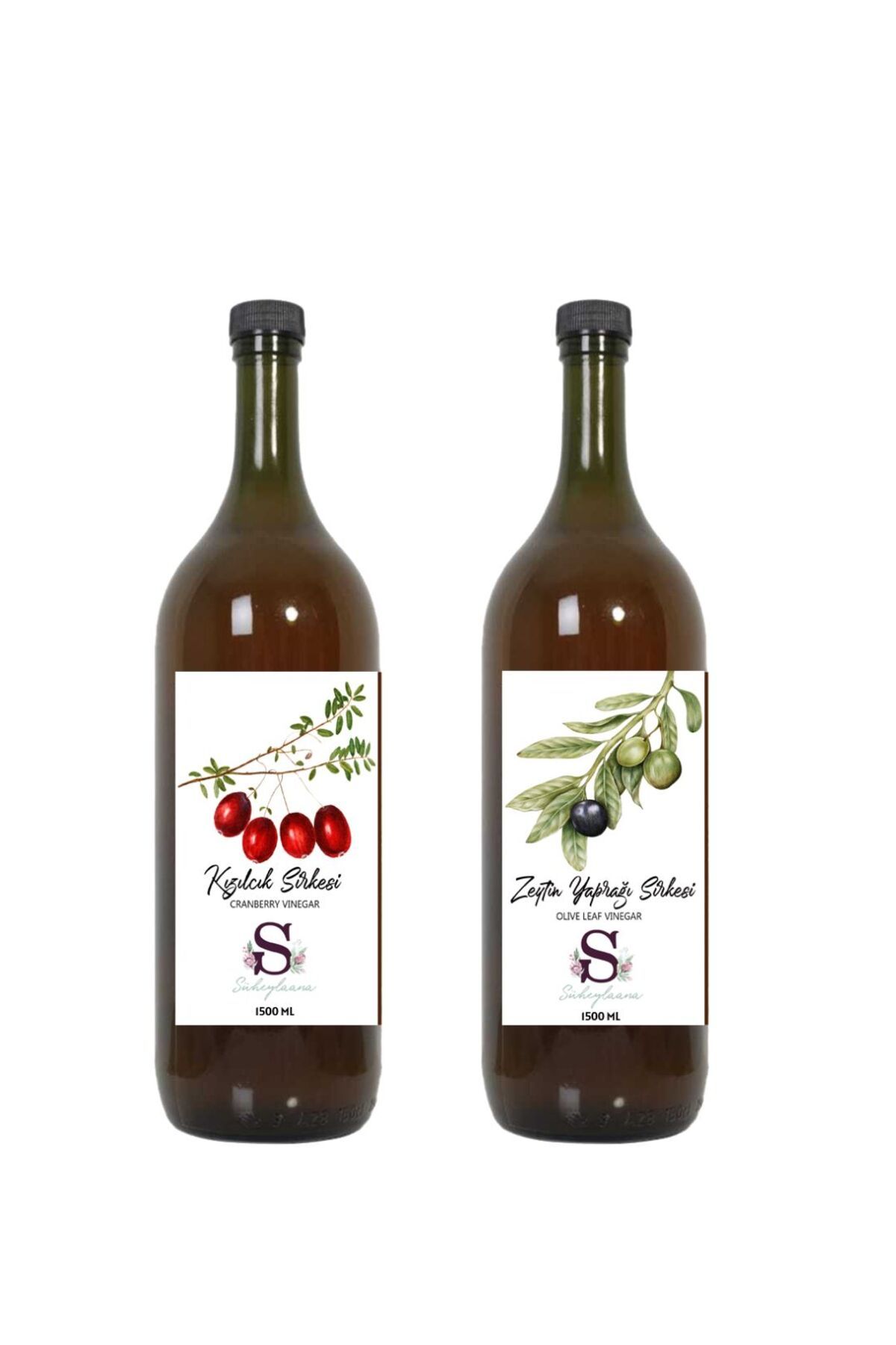 Süheylaana Doğal Kızılcık Sirkesi 1500 Ml - Doğal Zeytin Yaprağı Sirkesi 1500 Ml