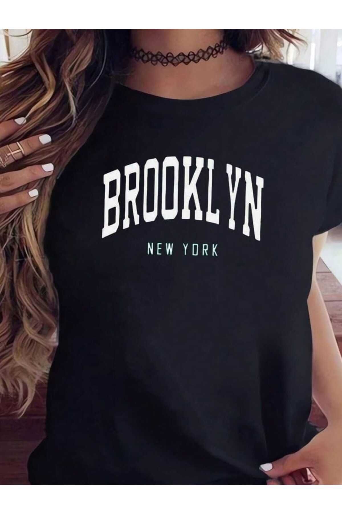 TekTarzz Unisex Brooklyn Baskı Tasarımlı Tshirt