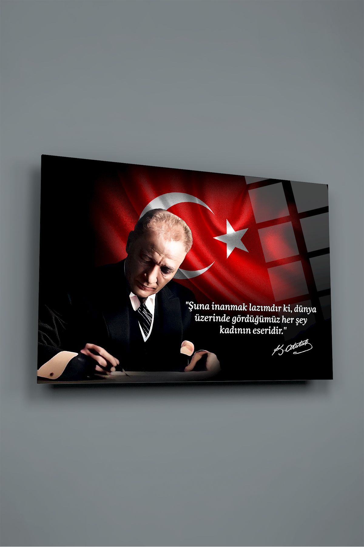 glassartdesign Atatürk Cam Tablo 142-Vatan Tablosu-Bayrak Tablosu