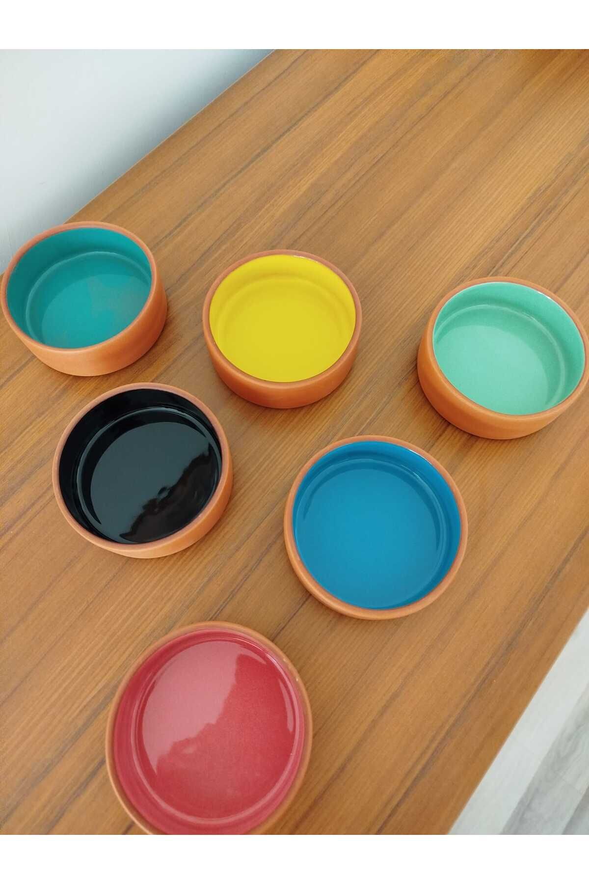 Cappadocia Family Store Toprak İçi Sırlı Çerezlik Kahvaltılık 6'lı Renkli Kase Seti 10 cm