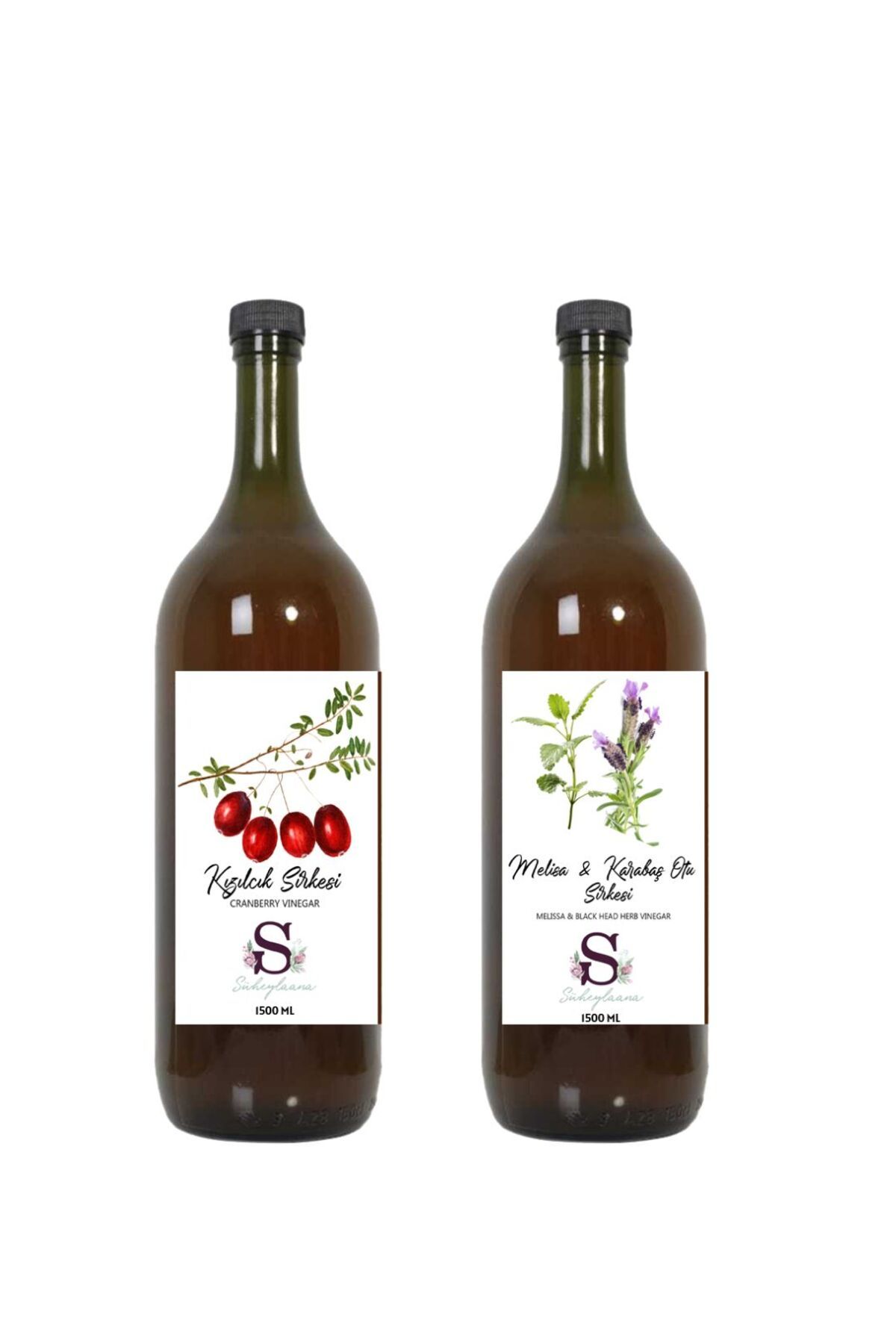 Süheylaana Doğal Kızılcık Sirkesi 1500 Ml - Doğal Melisa Karabaş Otu Sirkesi 1500 Ml
