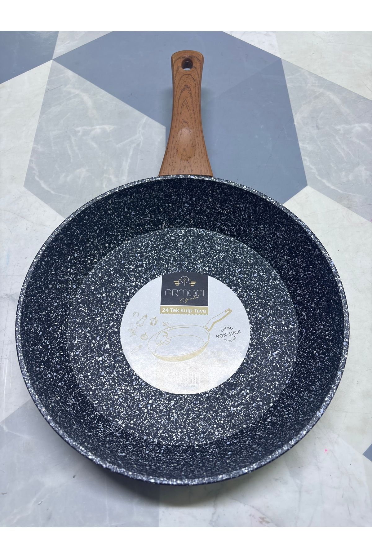 Armoni 24cm Tek Kulp Granit Tava