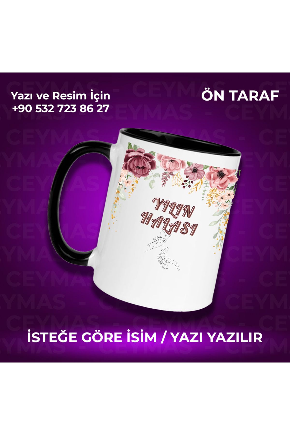 Ceymas Hediyelik Kişiye Özel İsimli Yılın Halası Baskılı Hediyelik Kupa Bardak
