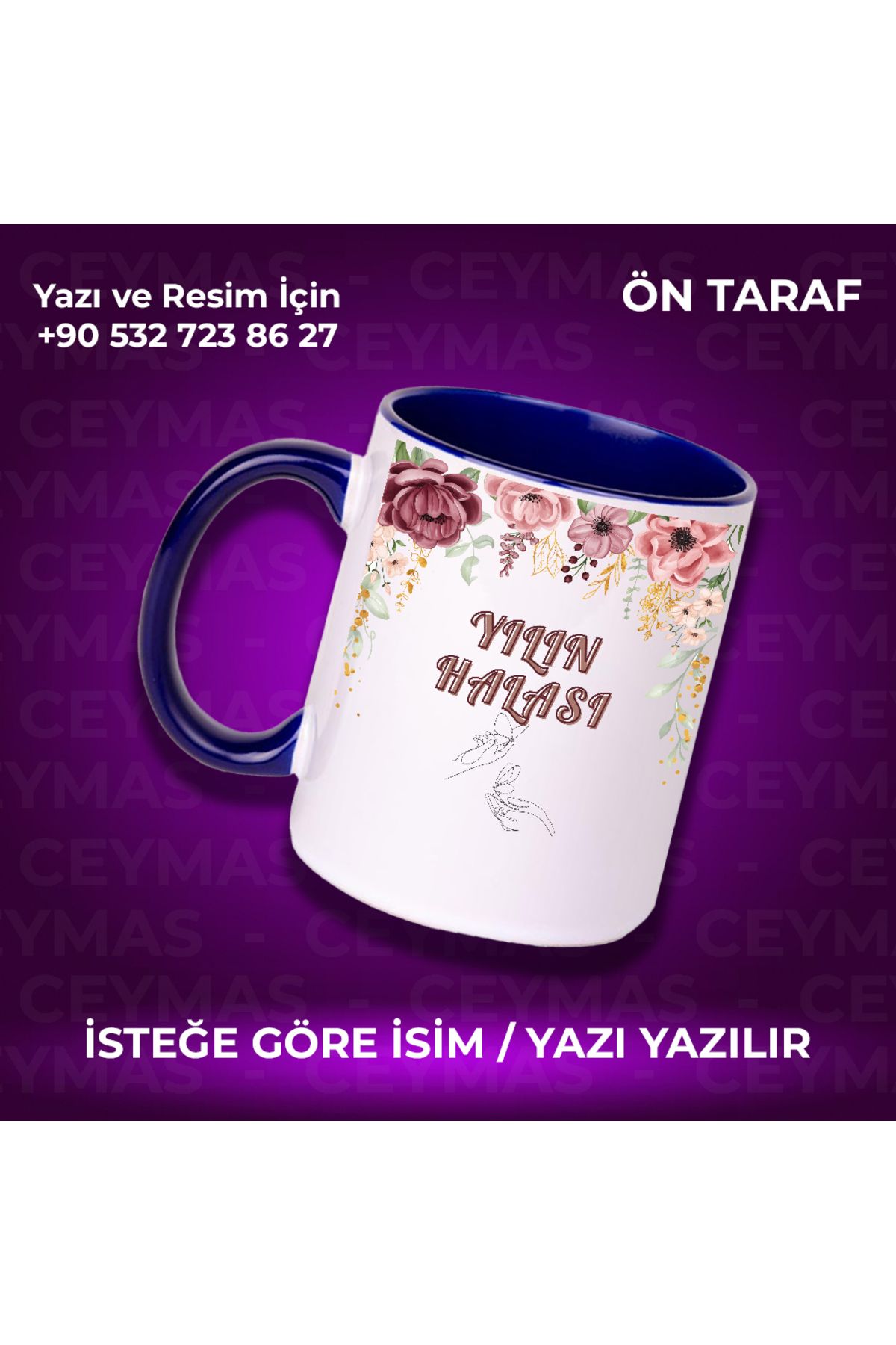 Ceymas Hediyelik Kişiye Özel İsimli Yılın Halası Baskılı Hediyelik Kupa Bardak