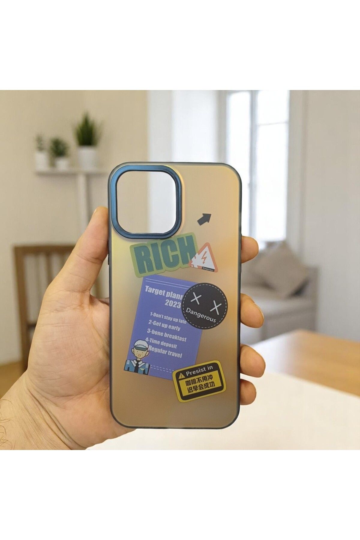 RONA STORE iPhone 13 Pro Uyumlu Arka Tarafı Sert Kenarları Yumuşak Justkit Kılıf