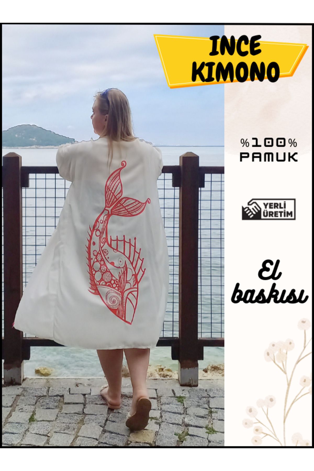RENGARENK Tesettür Mayo Üzerine Tek Kaftan Kimono İnce Pareo