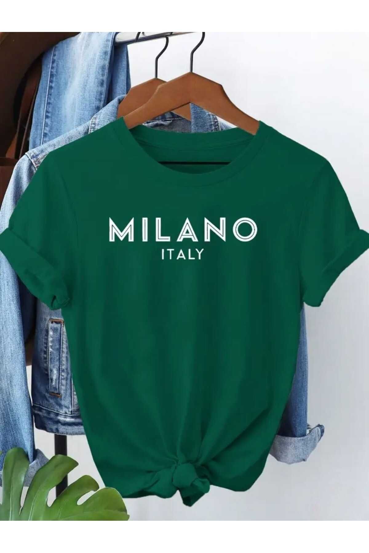TekTarzz Unisex Mılano ITALY Baskı Tasarımlı Tshirt