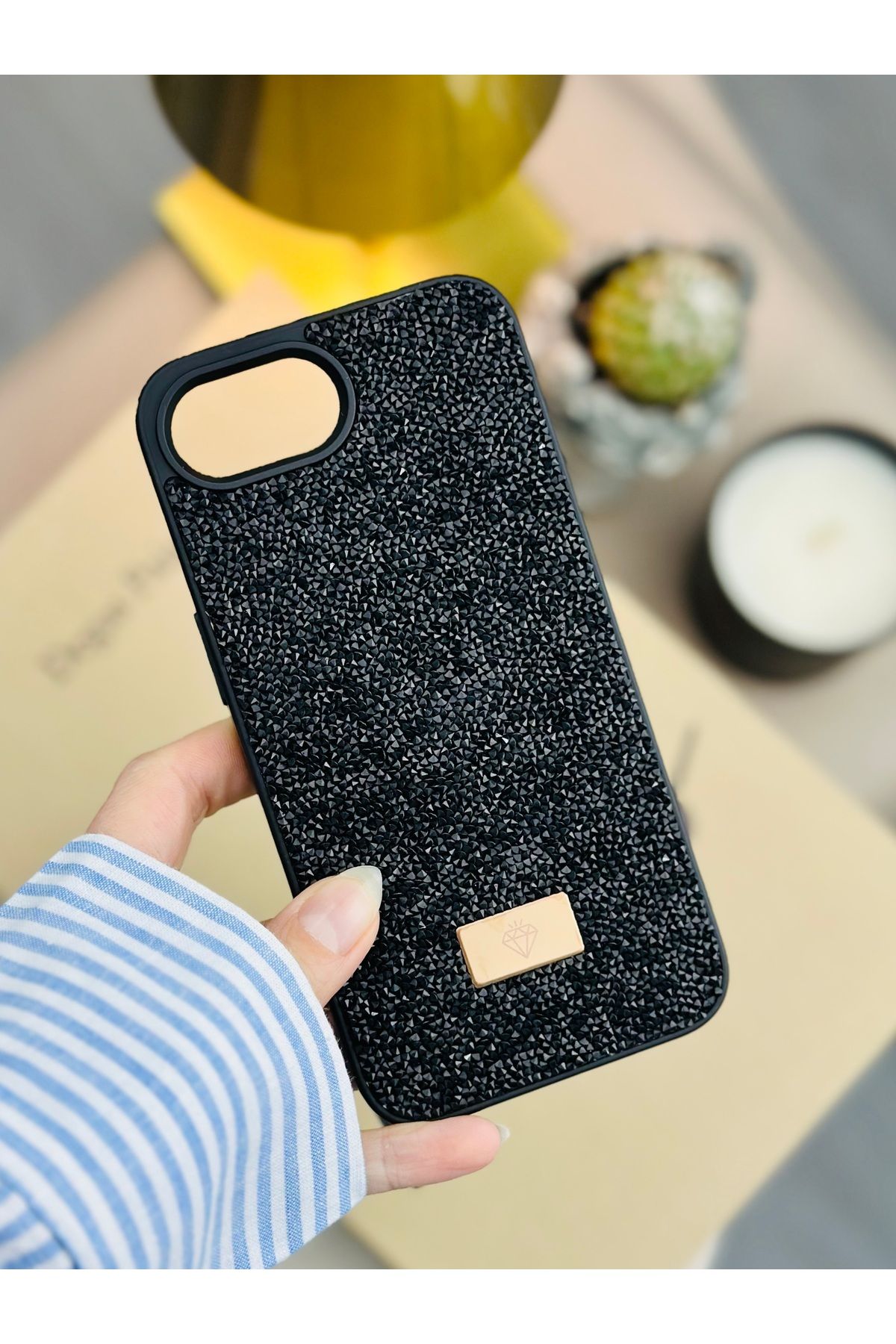 Go Aksesuar Iphone 16E Uyumlu ELMAS Tasarımlı Taşlı Işıltılı Parlak Pırlanta Silikon Kılıf