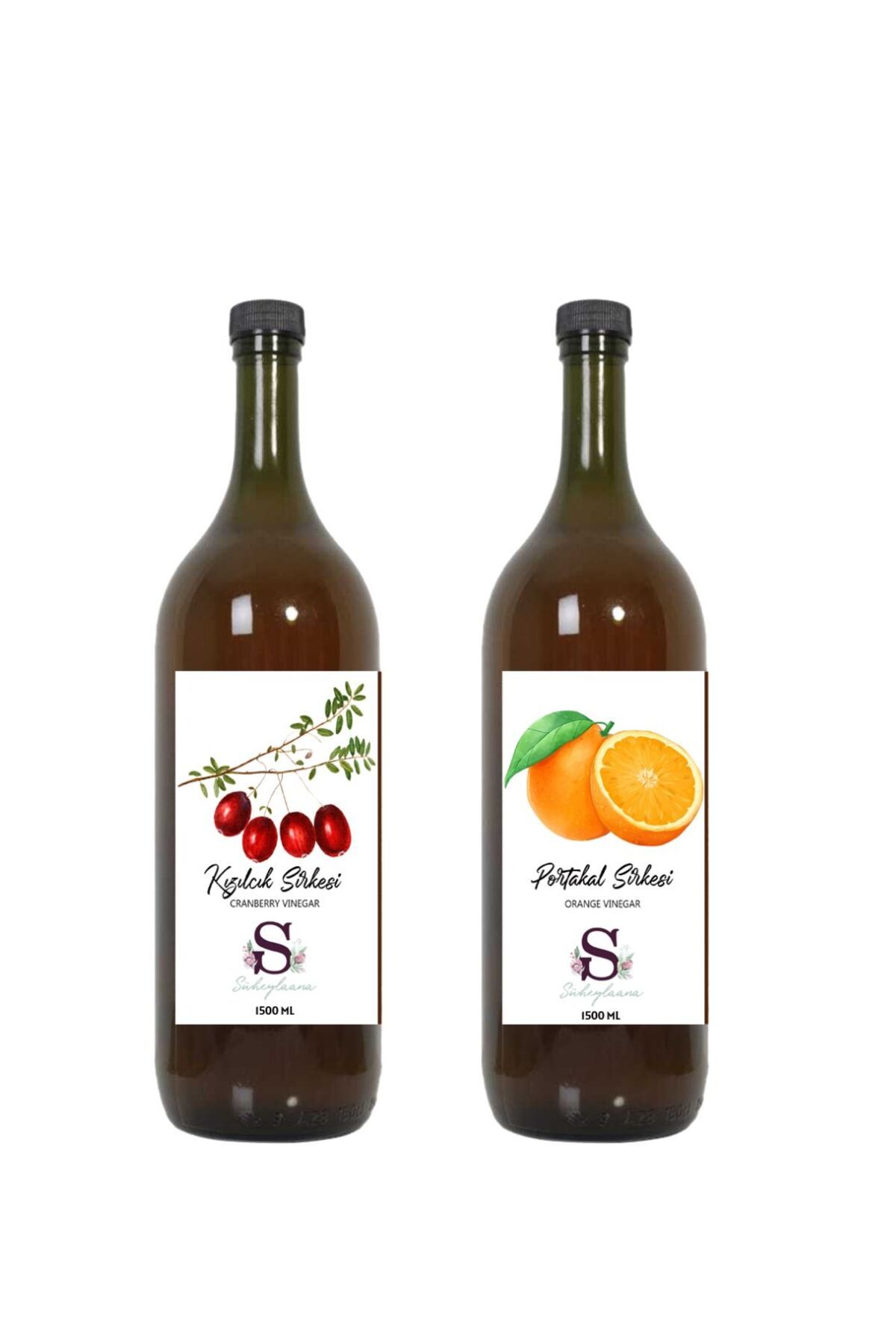 Süheylaana Doğal Kızılcık Sirkesi 1500 Ml - Doğal Portakal Sirkesi 1500 Ml