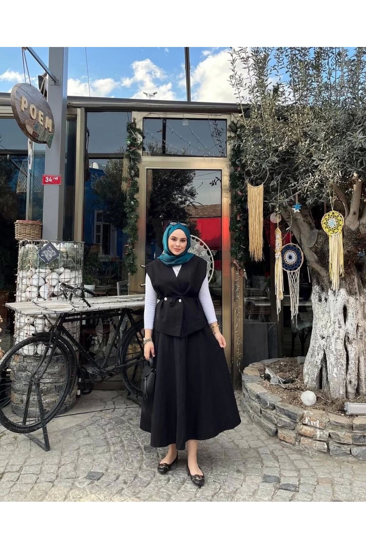 DEFNECE BUTİK Yelekli Etekli Takım