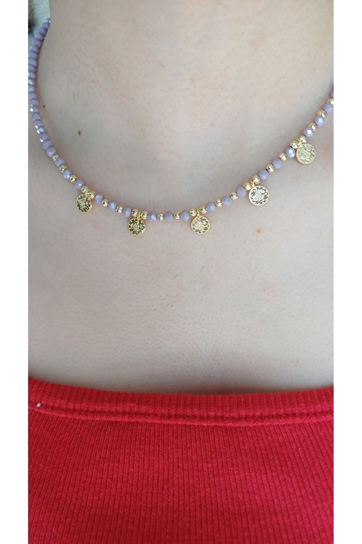 Jewerly Tura detaylı kristal boncuklu kolye
