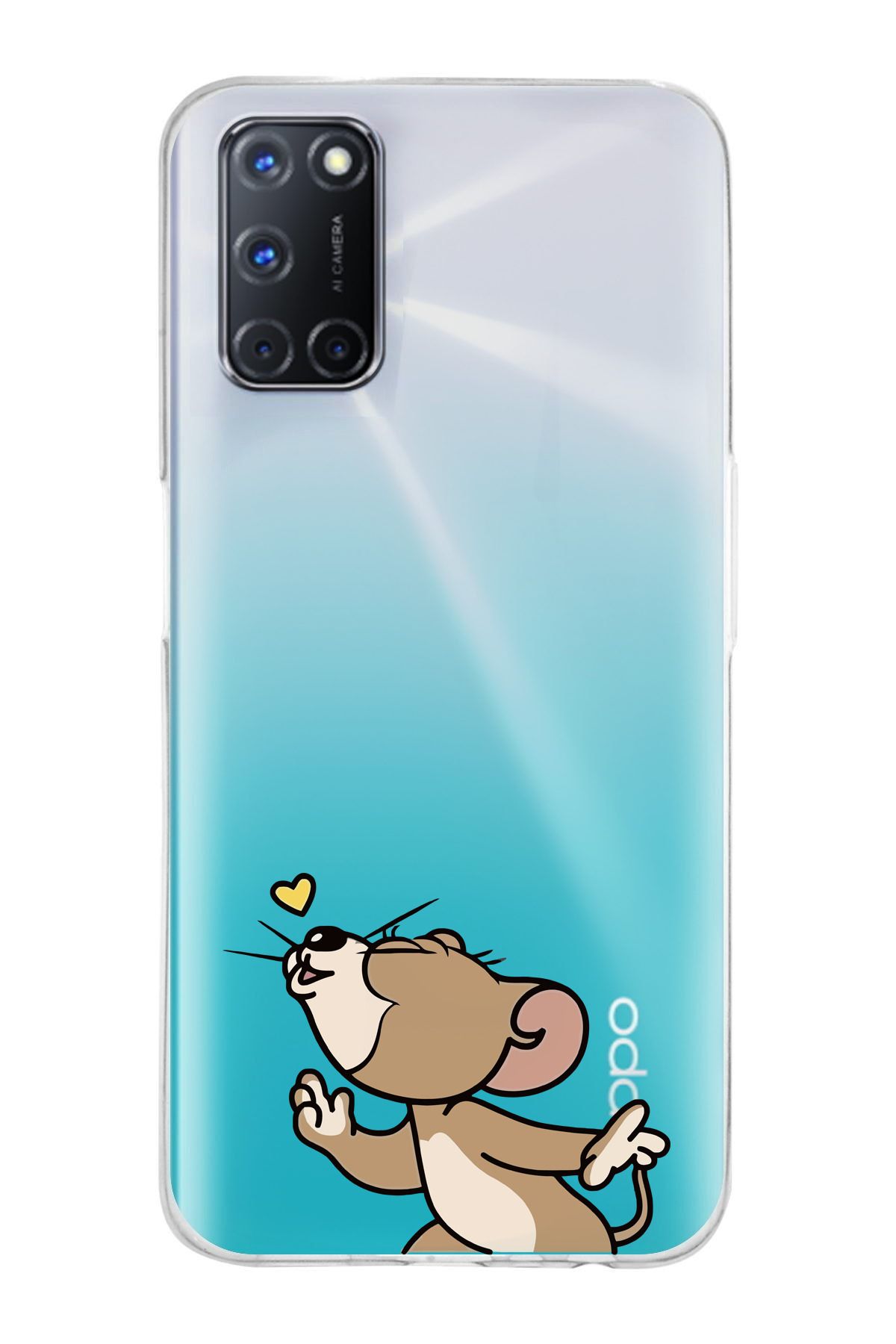 moonset Oppo A52 / A72 / A92 Uyumlu Jerry Tasarımlı Baskılı Şeffaf Telefon Kılıfı