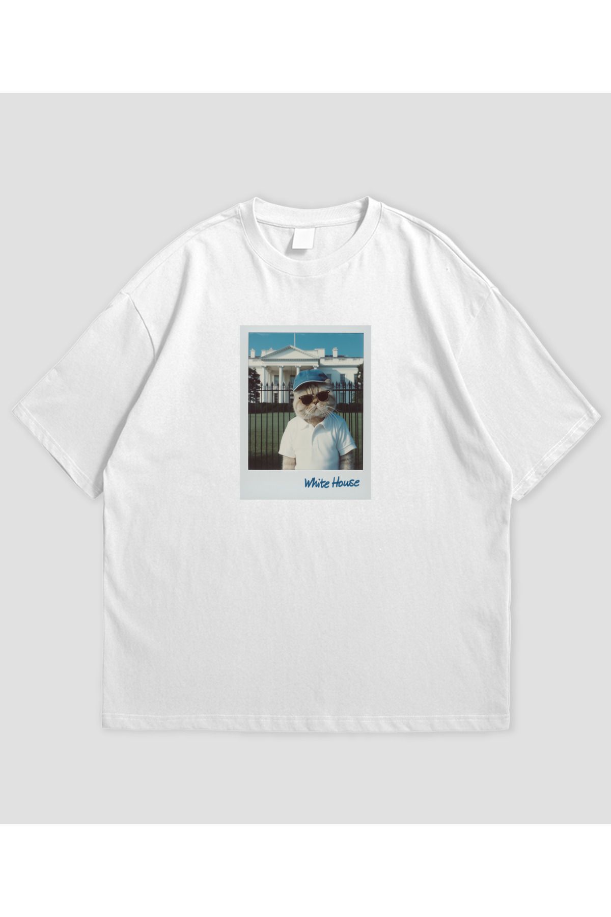 SVART WEAR Furley Gambino - Beyaz Saray Tasarımlı Unisex Oversize T-shirt