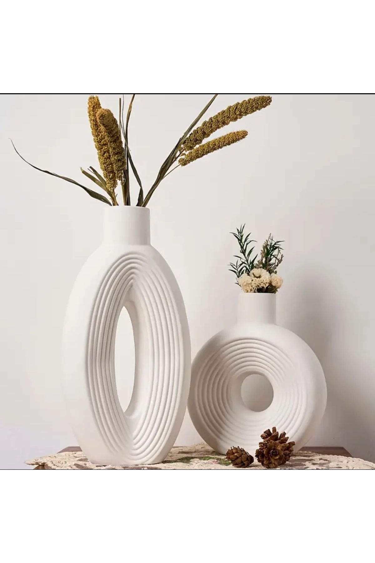 Minima Art Studio Dekoratif İkili Vazo Set 30 cm ve 20 cm
