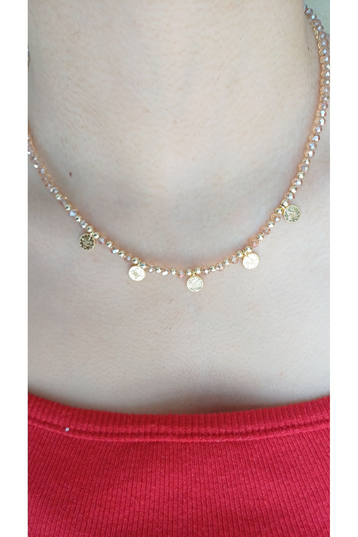 Jewerly Tura detaylı kristal boncuk kolye