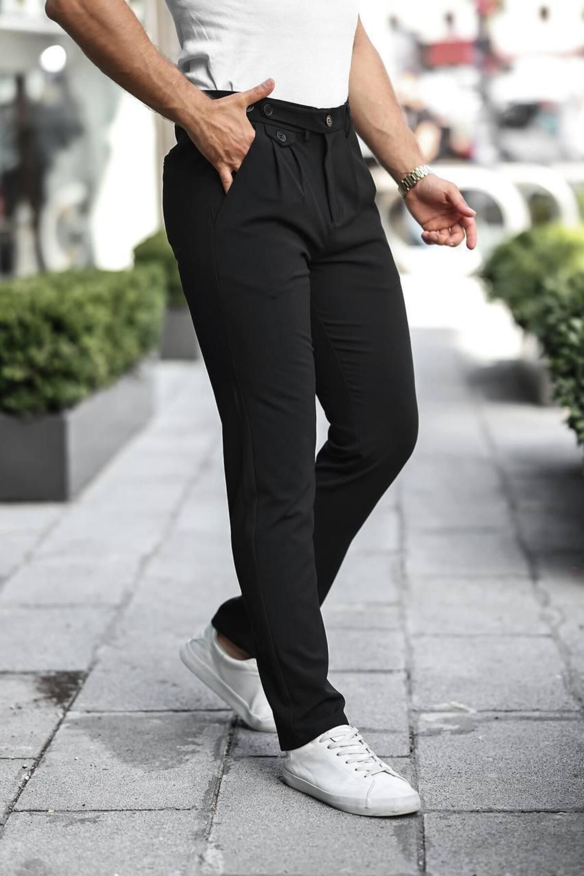 Alpha star Bez ayağı,kumaş,kemerli,regular kalıp jogger pantolon