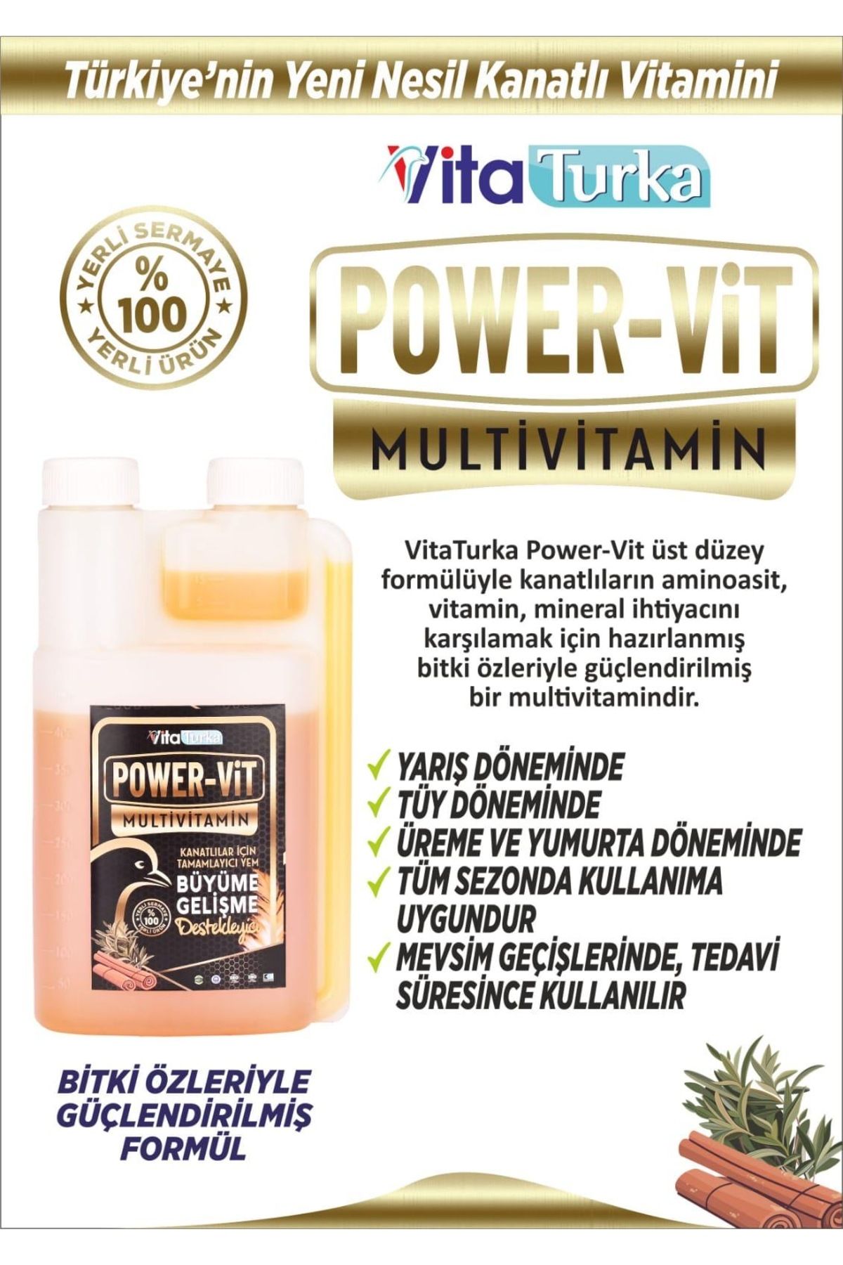 VİTATURKA power-vit Güvercin vitamini tavuk kanatlı multivitamini muhabbet kuşu